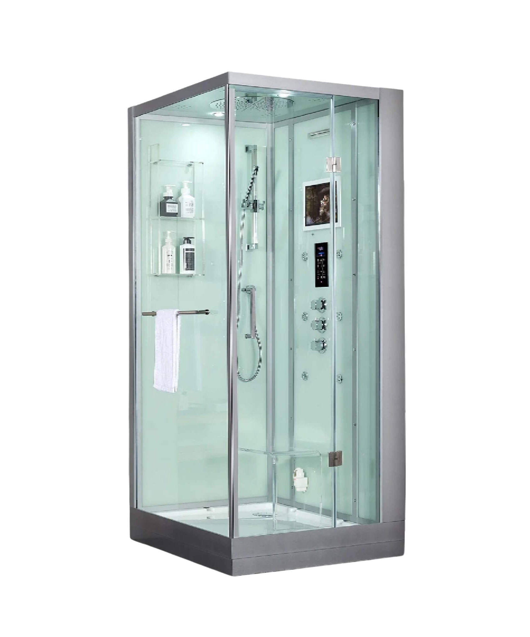 Maya Bath Platinum Arrezo Steam Shower With Rainfall Ceiling Shower (SAK75924)