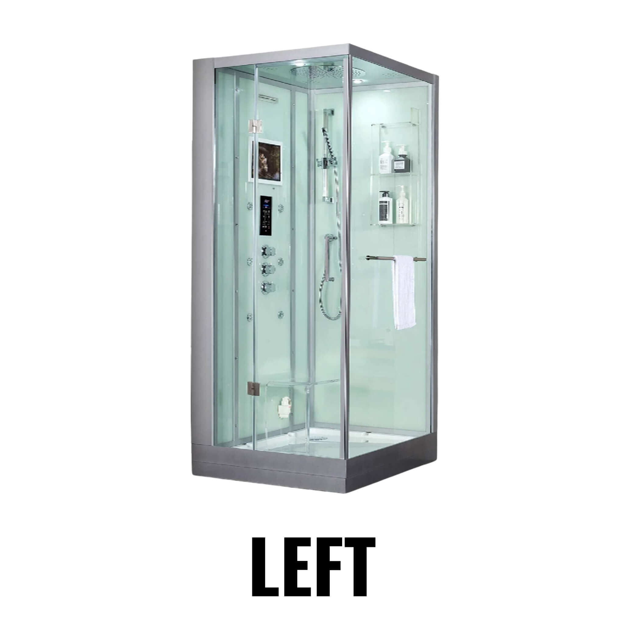 Maya Bath Platinum Arrezo Steam Shower With Rainfall Ceiling Shower (SAK75924)