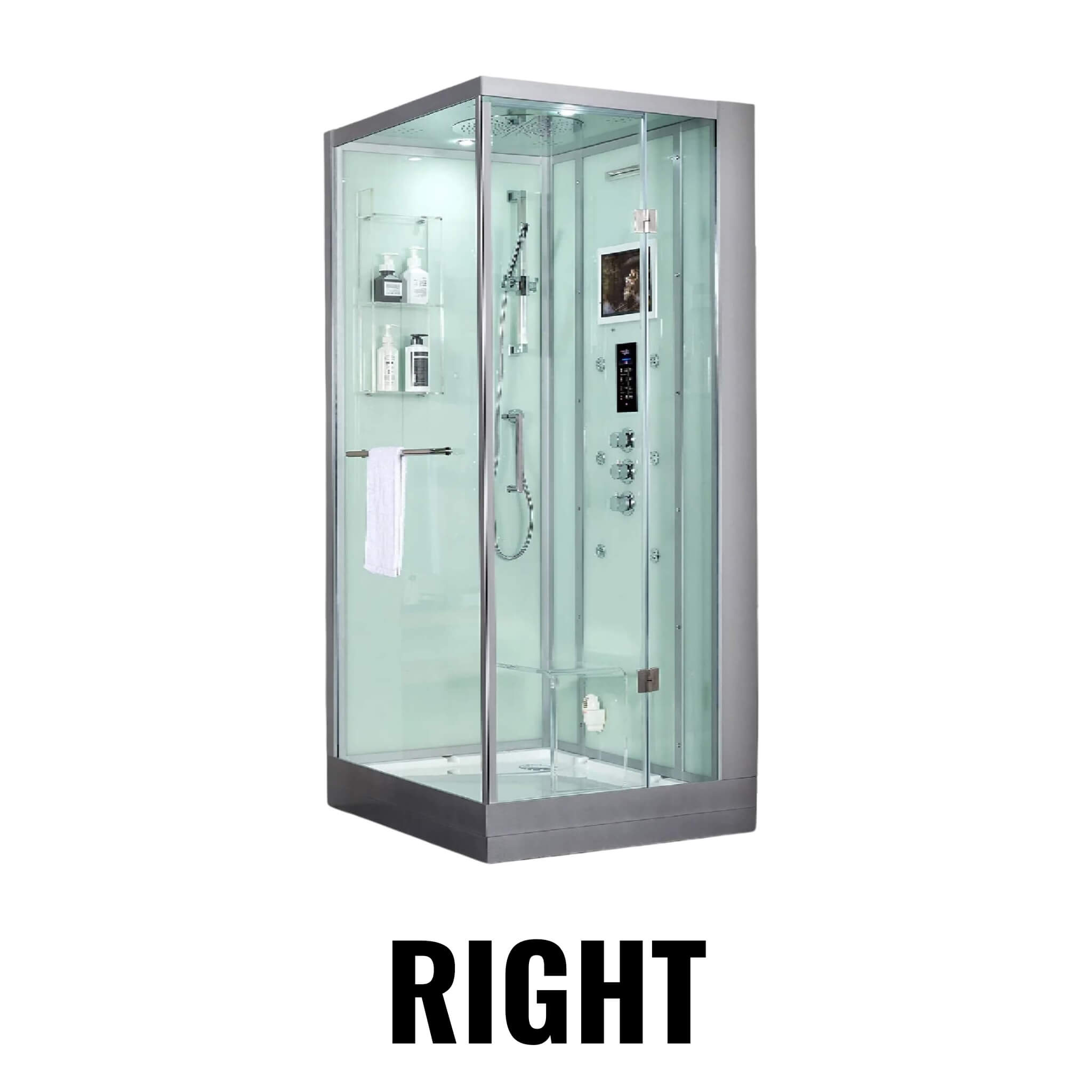 Maya Bath Platinum Arrezo Steam Shower With Rainfall Ceiling Shower (SAK75924)