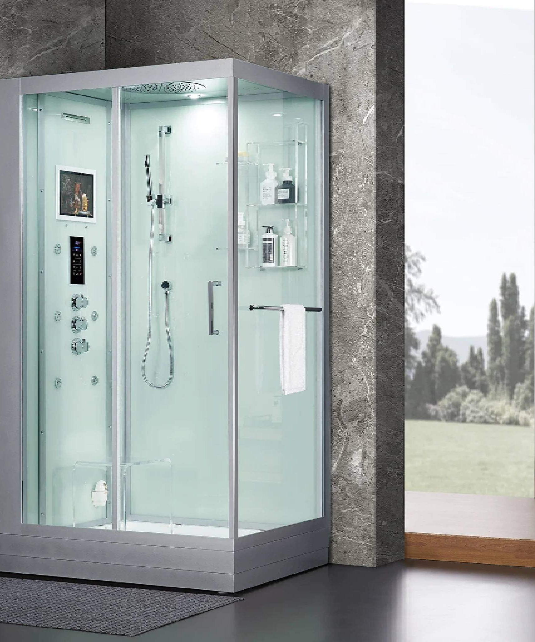 Maya Bath Platinum Lucca Steam Shower With LCD Touchscreen Controls (SAK27483)