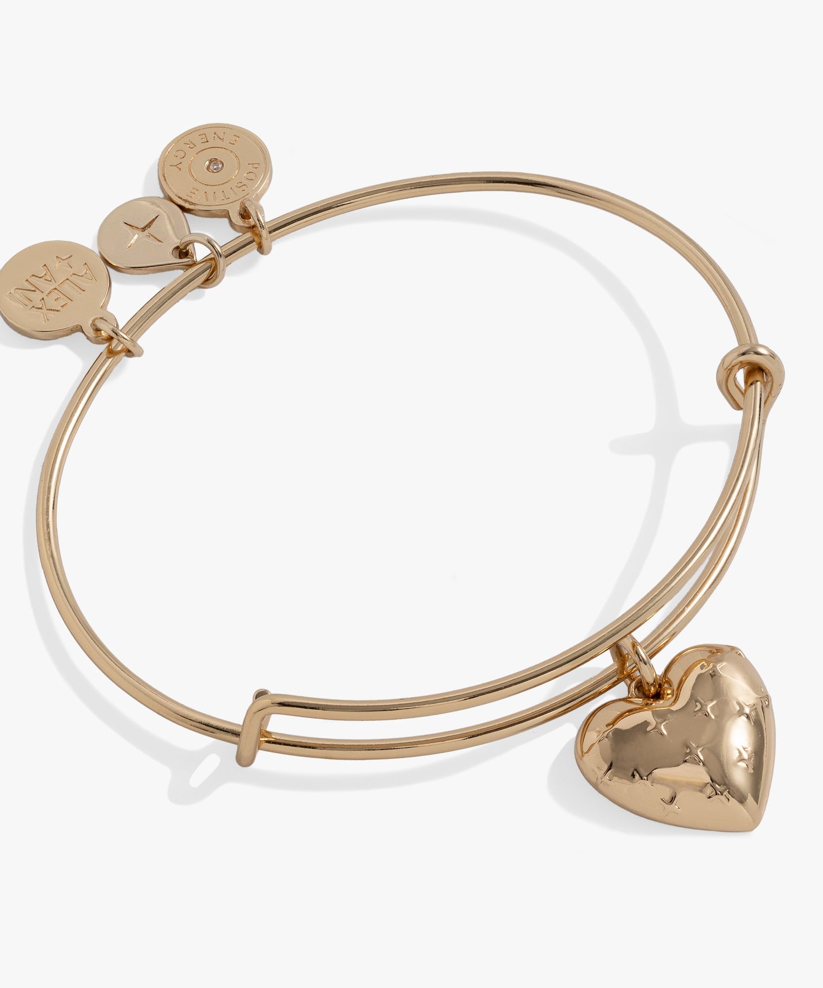 Gold Metal Heart Charm Bangle