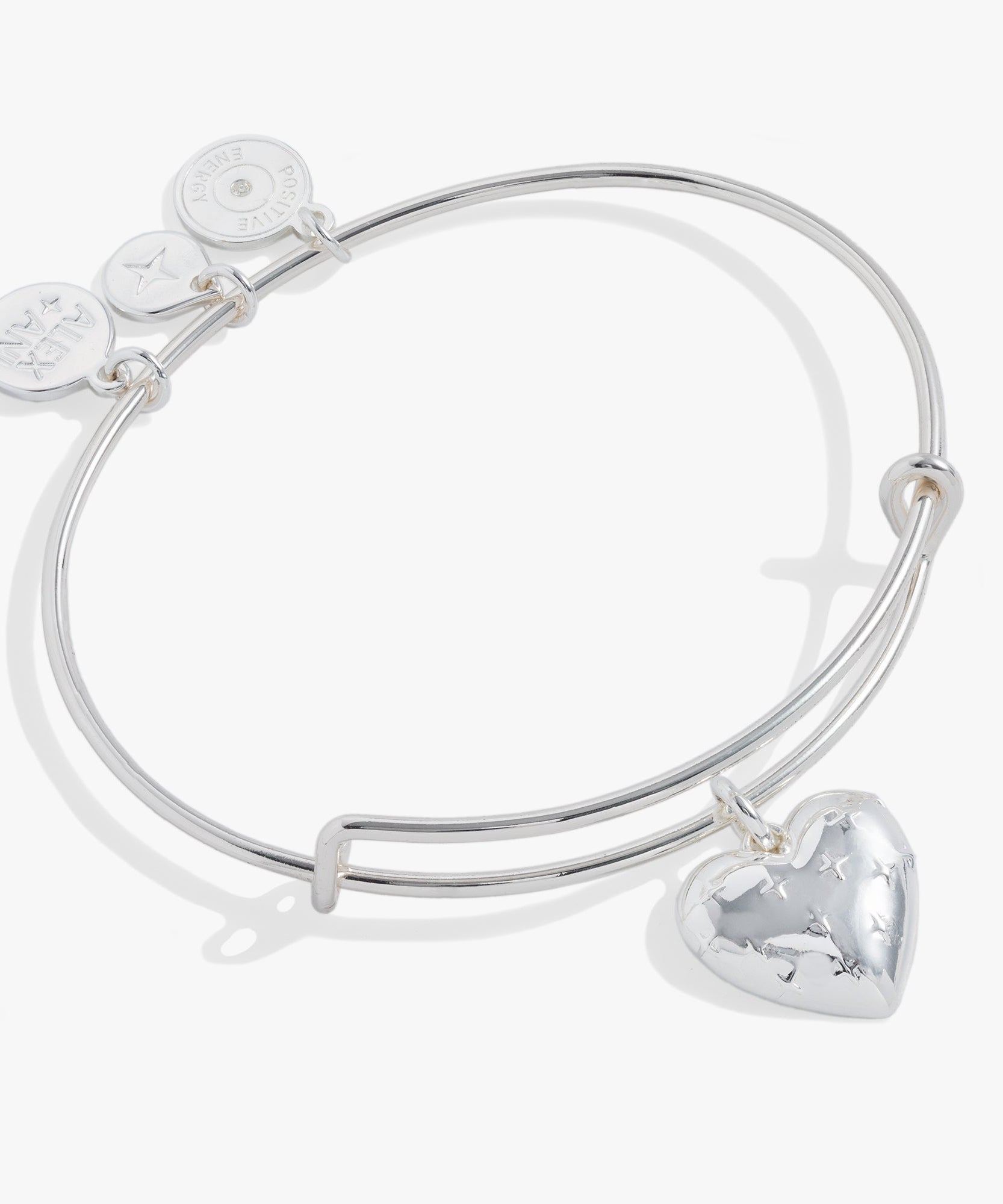 Silver Metal Heart Charm Bangle