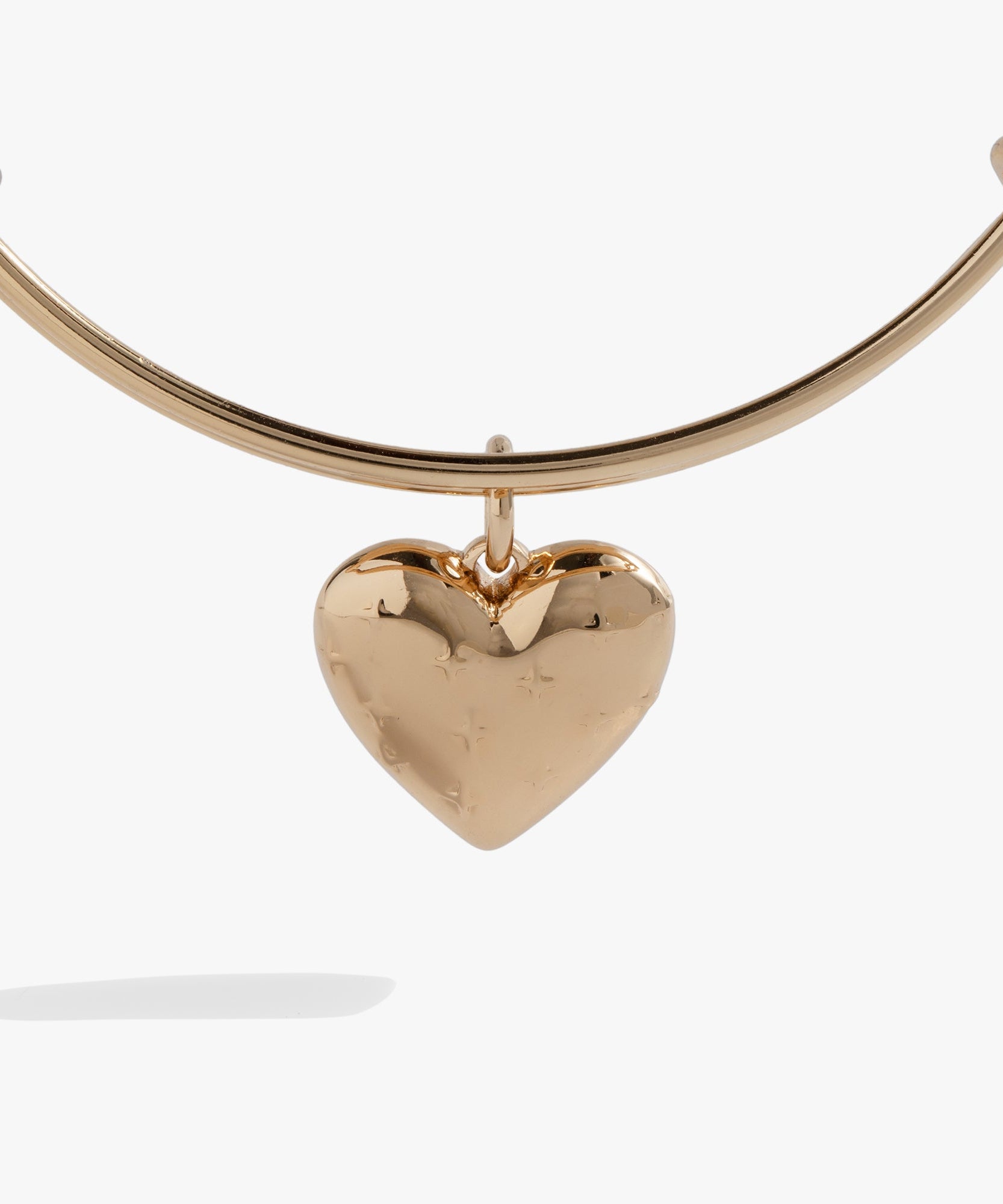 Gold Metal Heart Charm Bangle