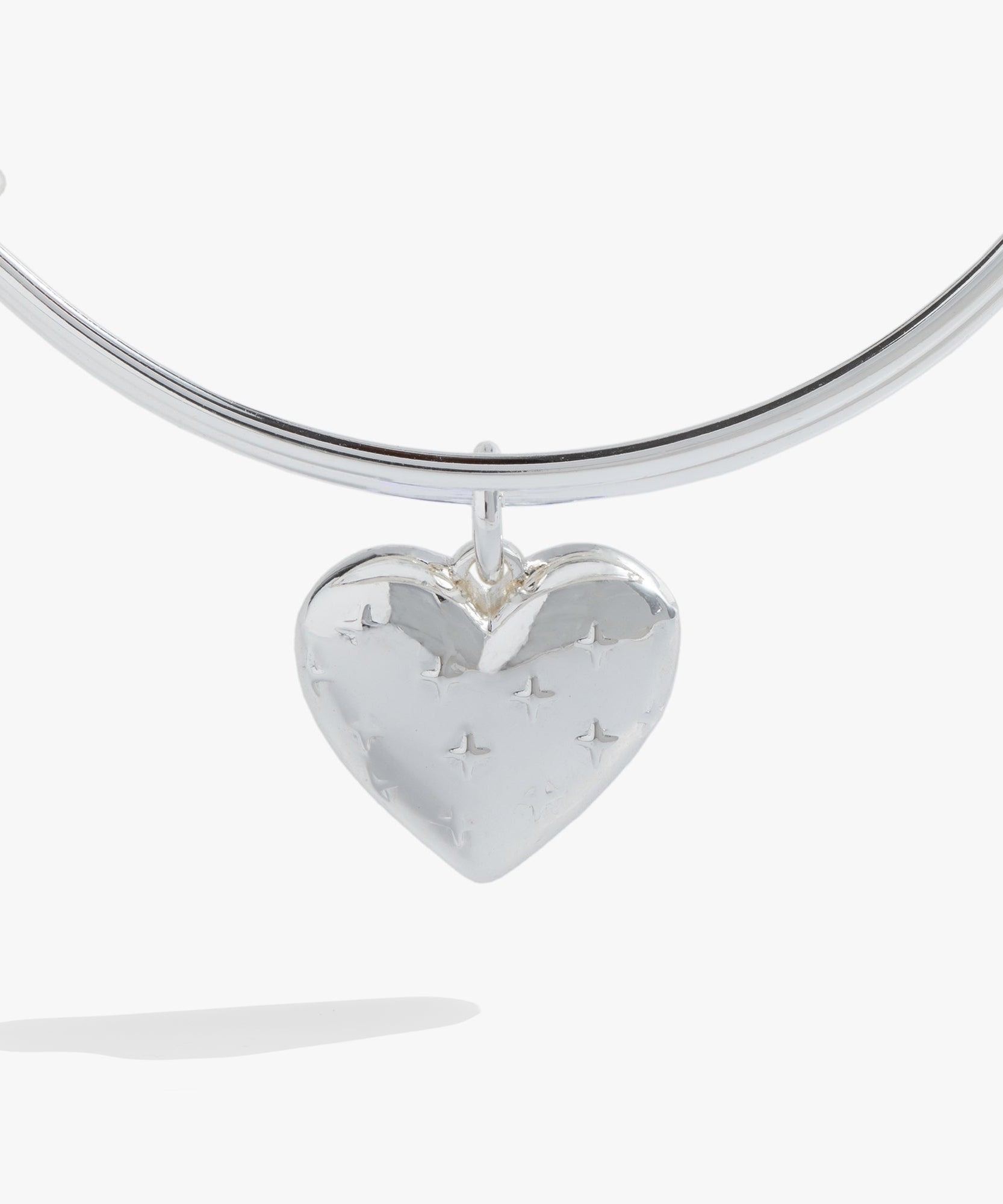 Silver Metal Heart Charm Bangle