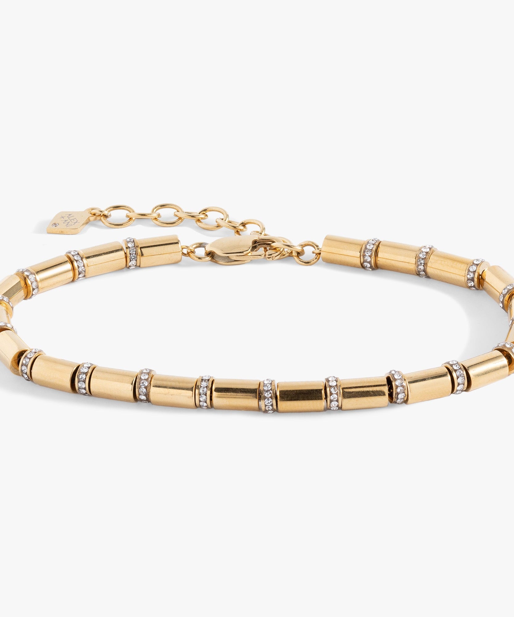 Tube Bead and Crystal Chain Bracelet