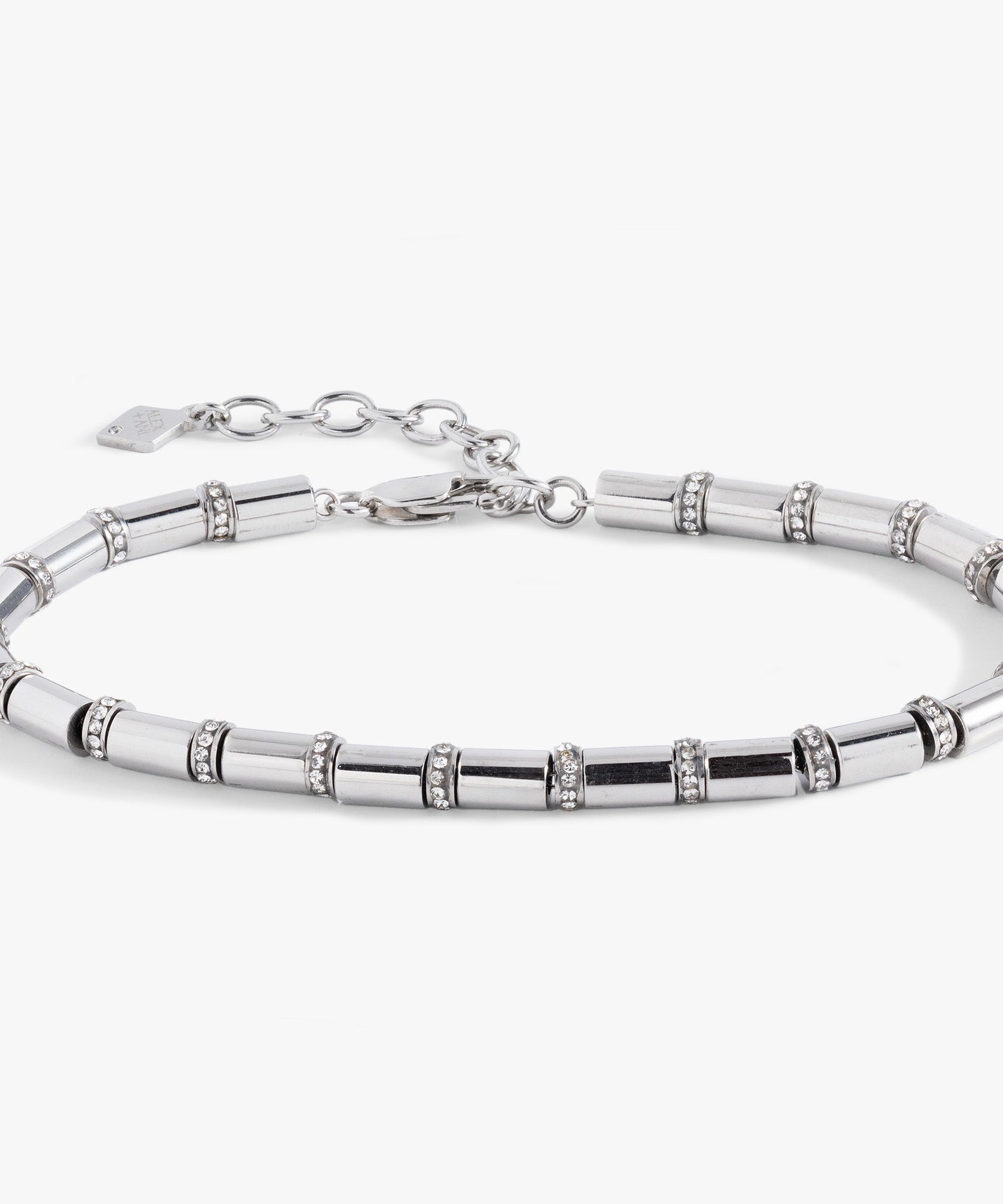 Tube Bead and Crystal Chain Bracelet