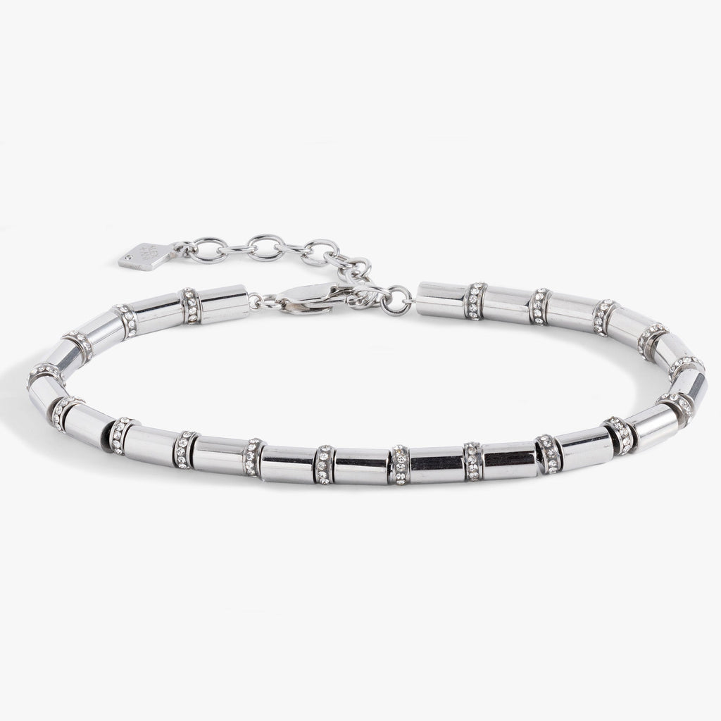 Tube Bead and Crystal Chain Bracelet