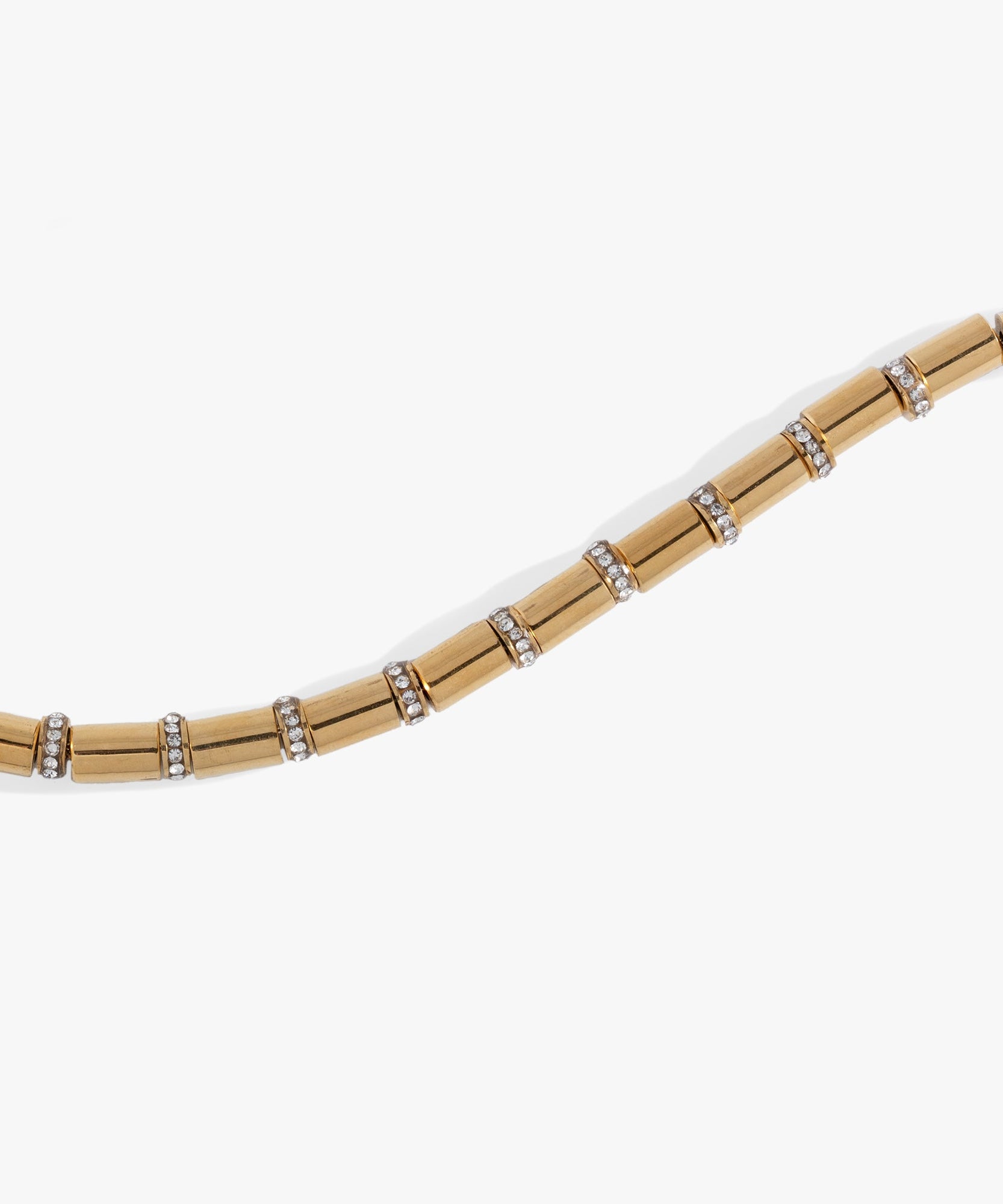 Tube Bead and Crystal Chain Bracelet
