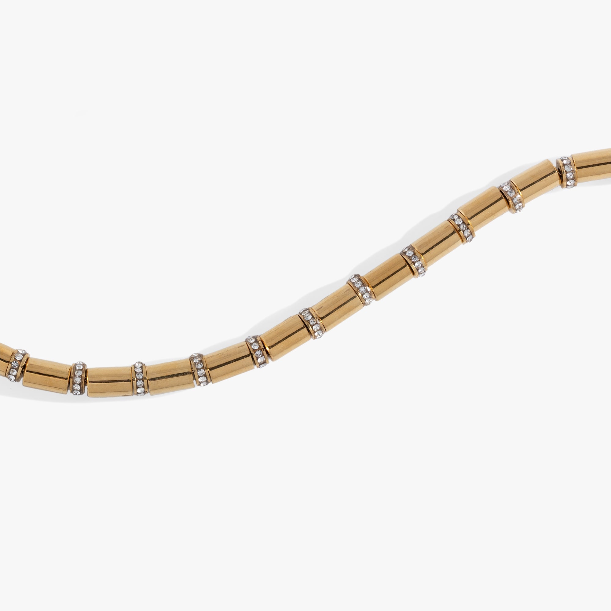 Tube Bead and Crystal Chain Bracelet