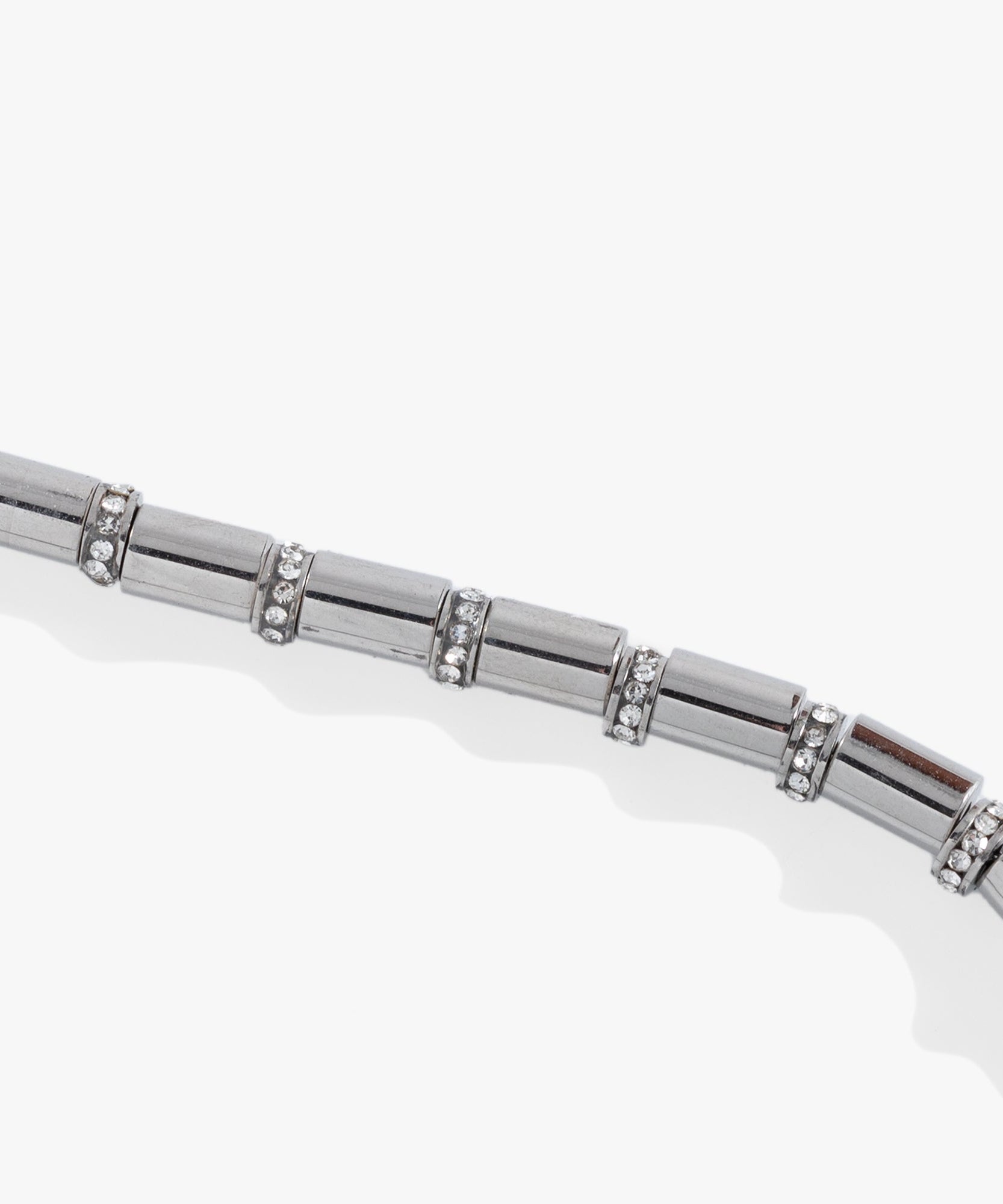 Tube Bead and Crystal Chain Bracelet