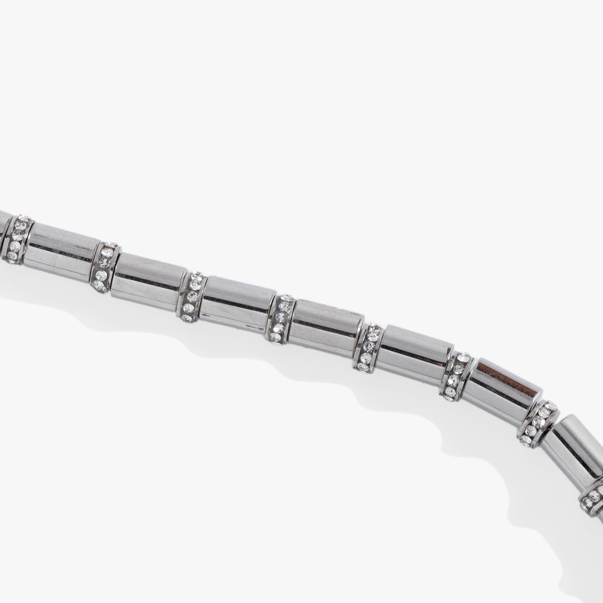 Tube Bead and Crystal Chain Bracelet