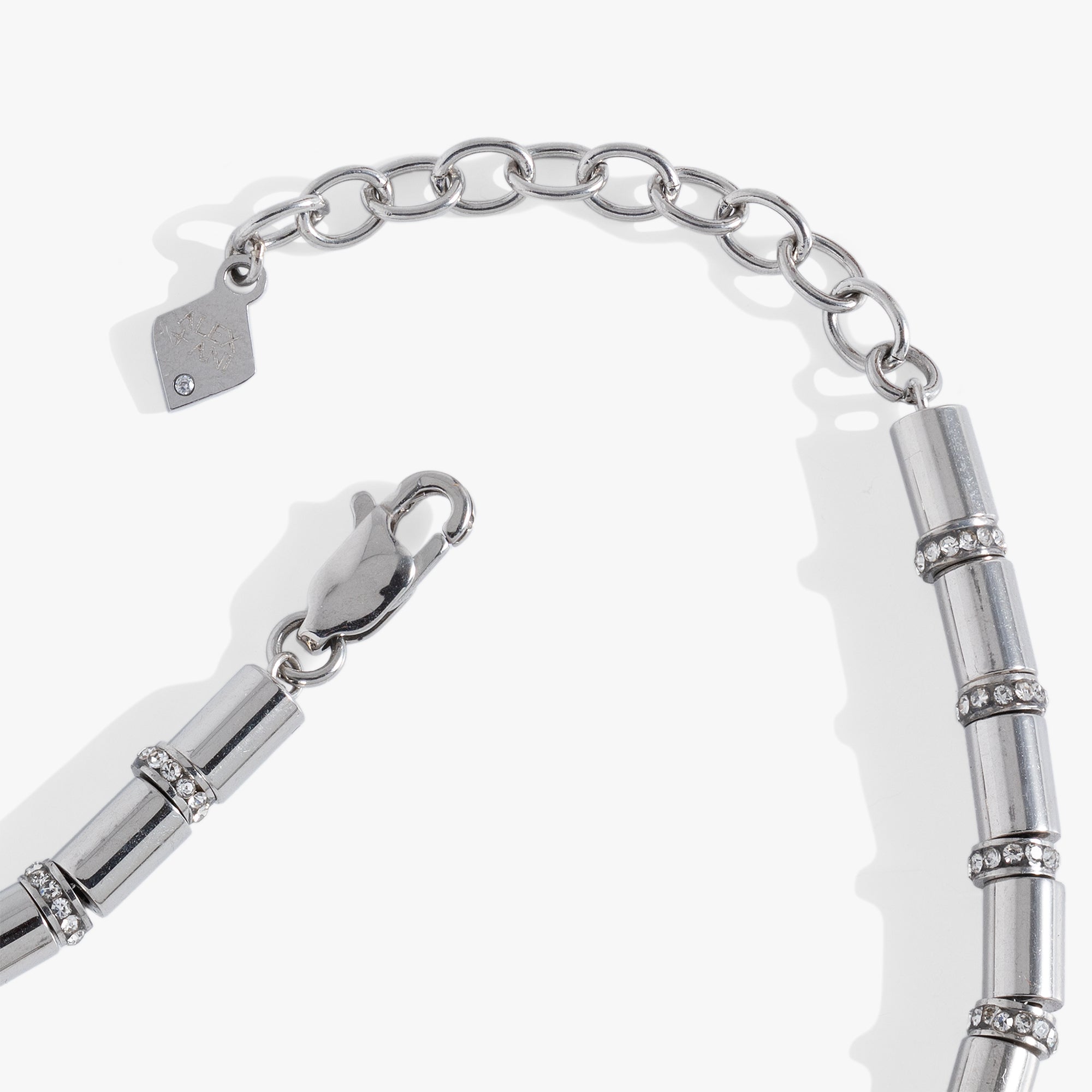 Tube Bead and Crystal Chain Bracelet