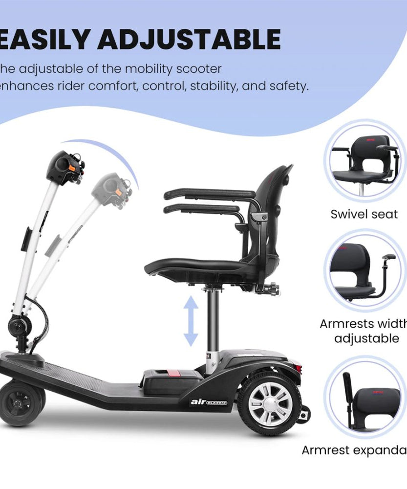Metro Mobility Air Classic Electric 24V/12AH 250W Airline Approved Portable Folding Mobility Scooter, 265LBS (SAK96425)