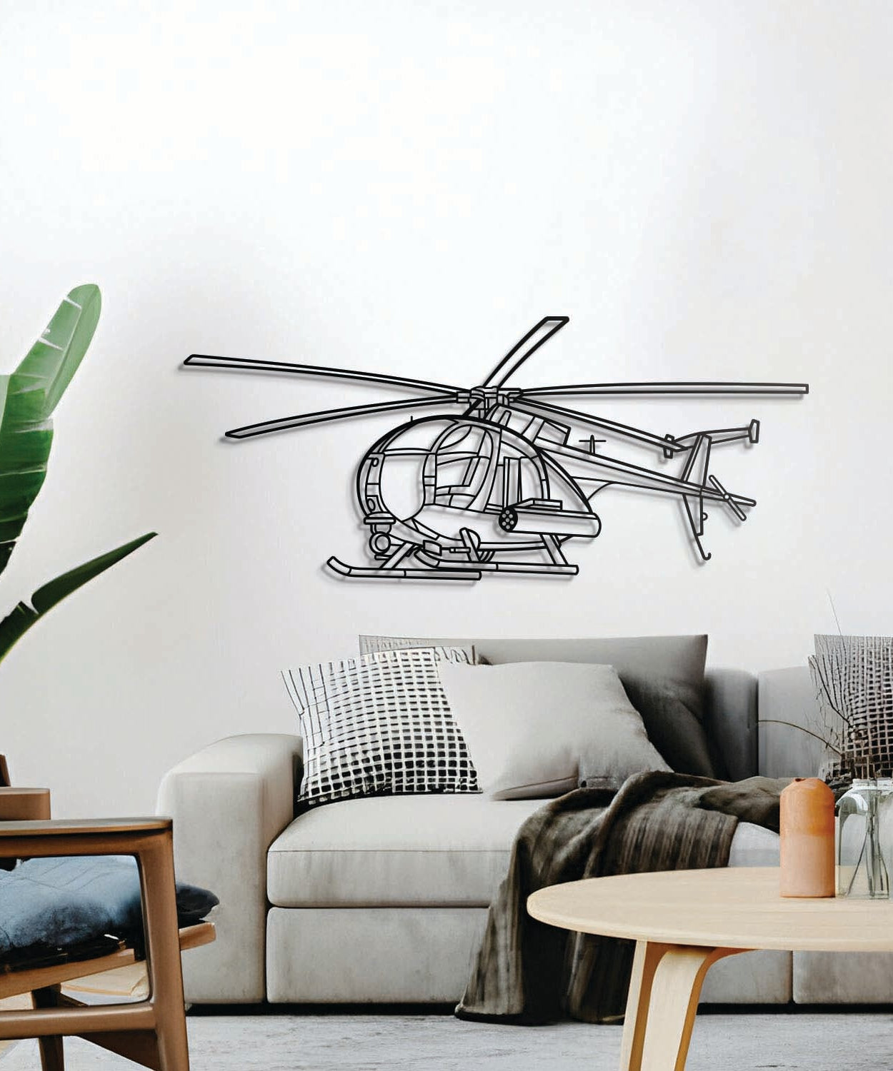 MH-6 Little Bird Winkel Metall Flugzeug Wandkunst - NCP0482