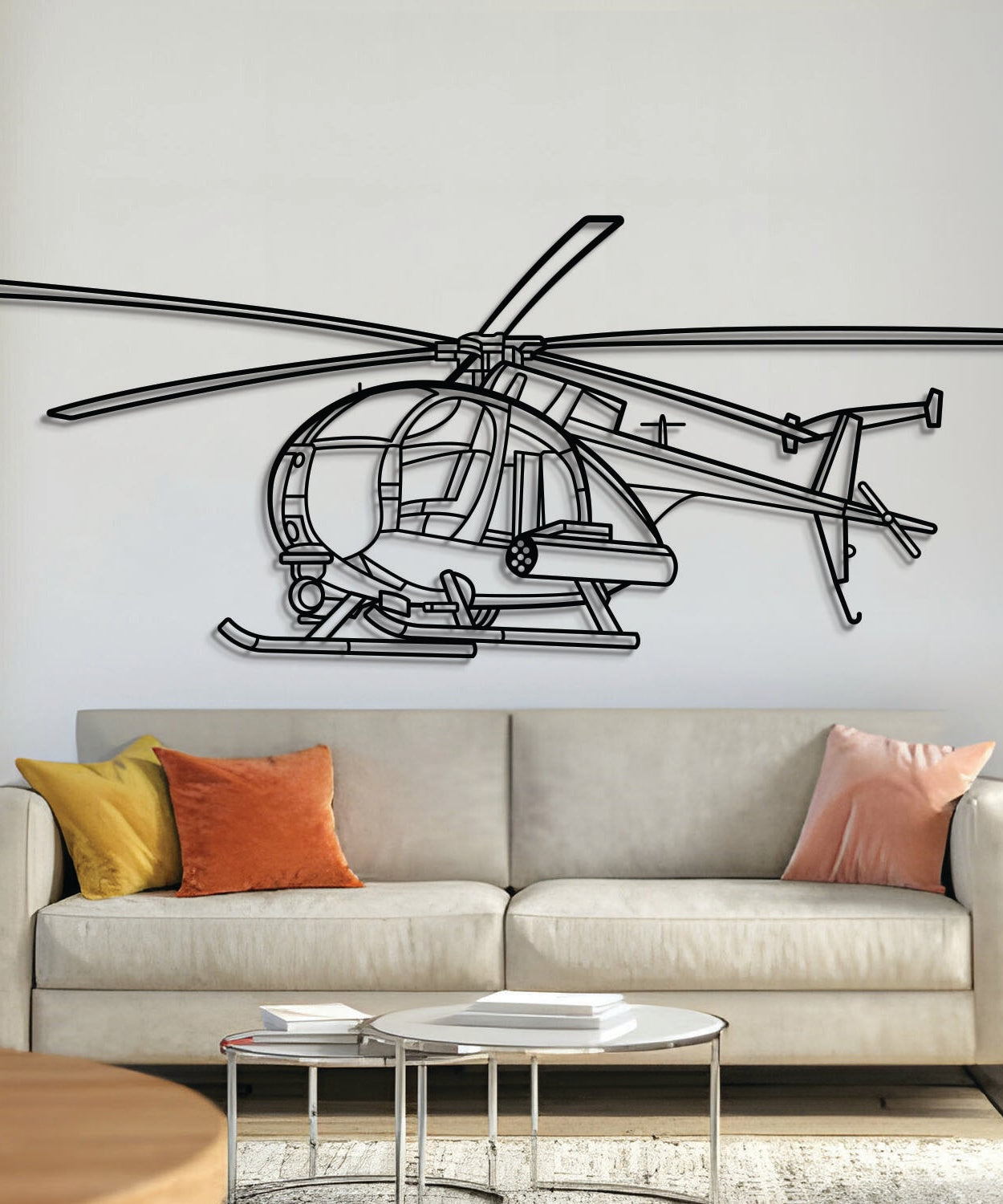 MH-6 Little Bird Winkel Metall Flugzeug Wandkunst - NCP0482