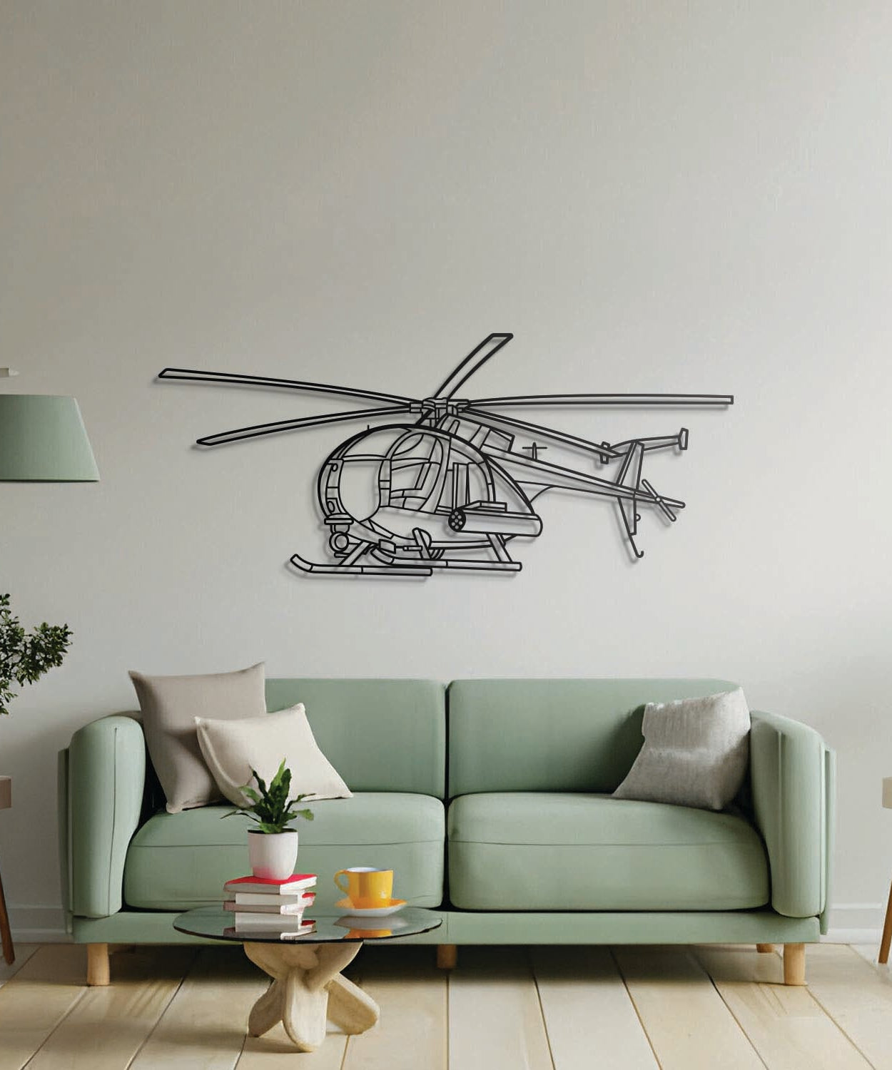MH-6 Little Bird Winkel Metall Flugzeug Wandkunst - NCP0482