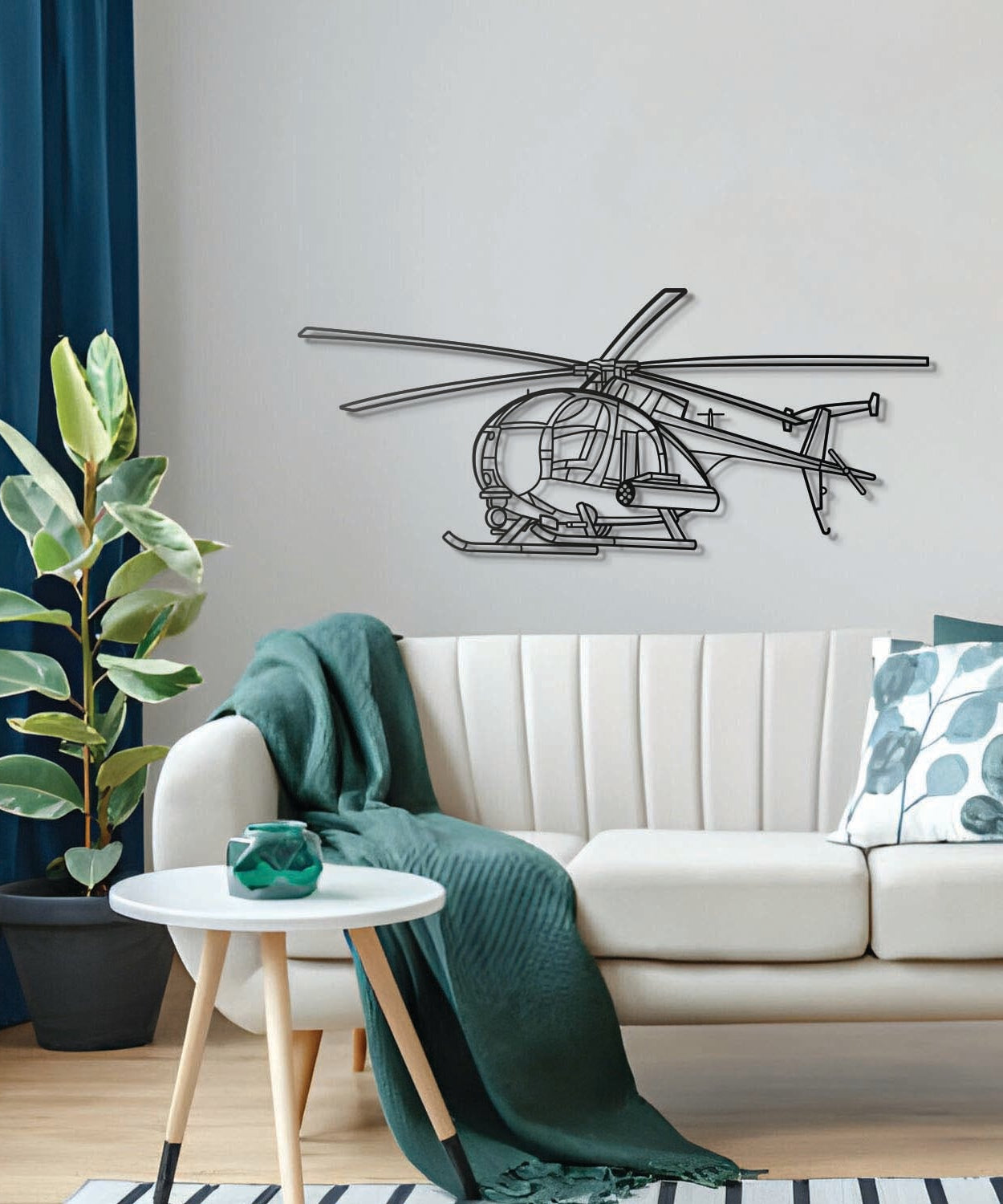 MH-6 Little Bird Winkel Metall Flugzeug Wandkunst - NCP0482