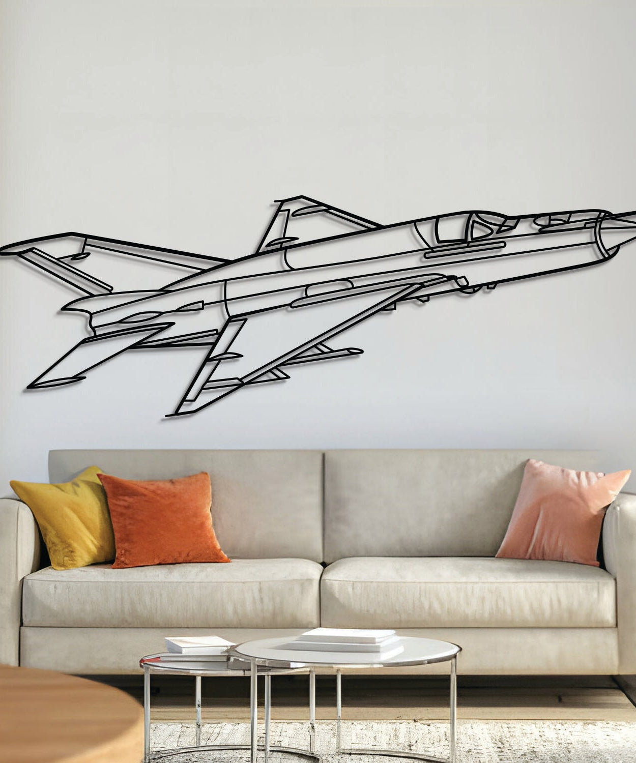 MiG-21 Lancer Winkel Metall Flugzeug Wandkunst - NCP0483