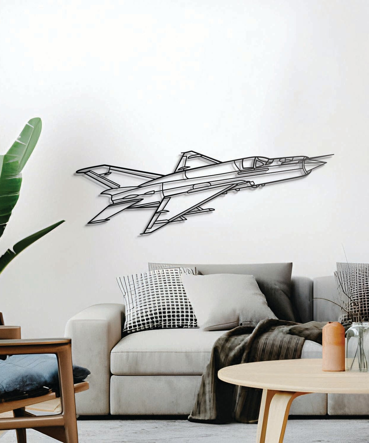 MiG-21 Lancer Winkel Metall Flugzeug Wandkunst - NCP0483