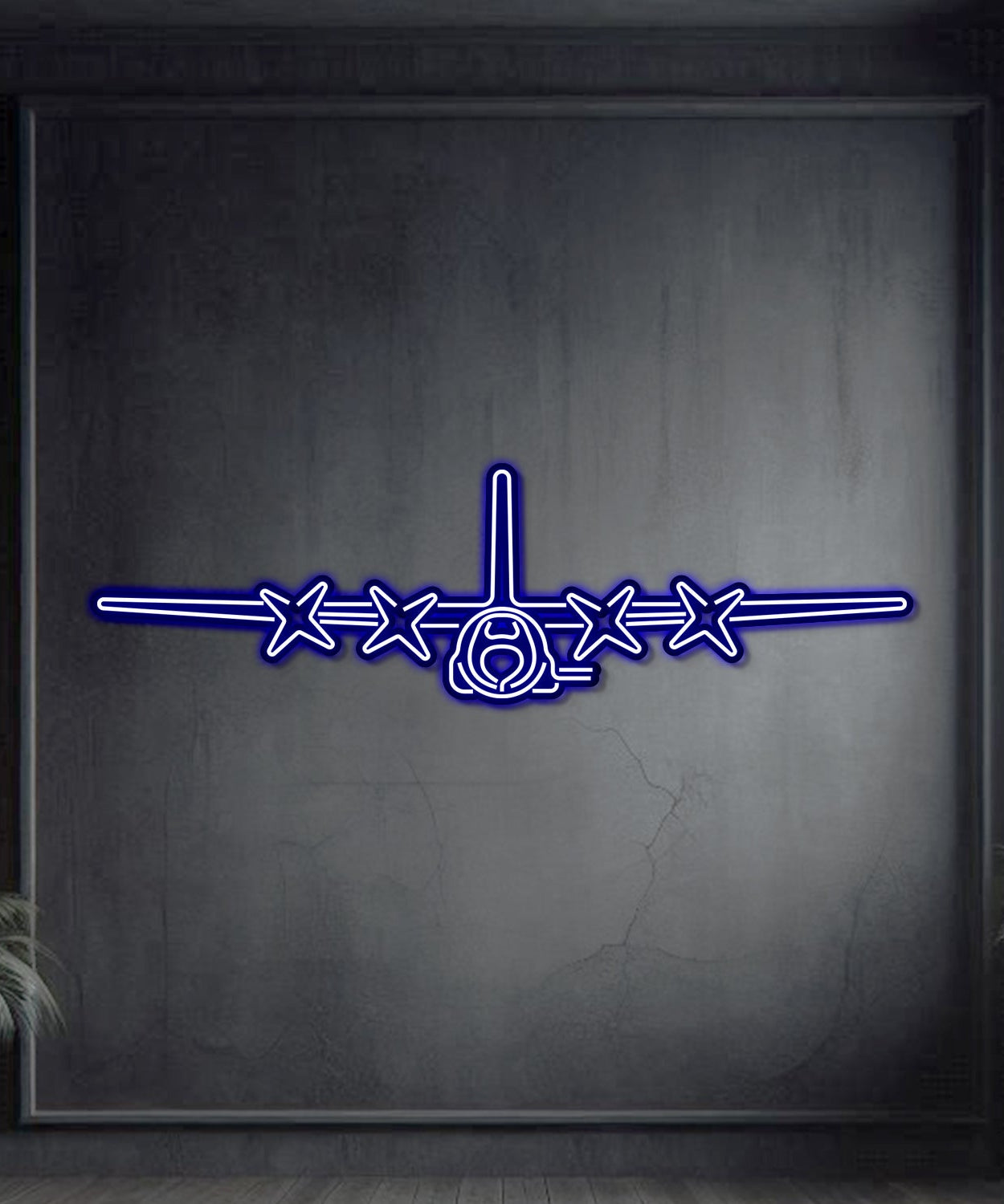 AC-130U Front Metall Neon Flugzeug Wandkunst - NCN0012