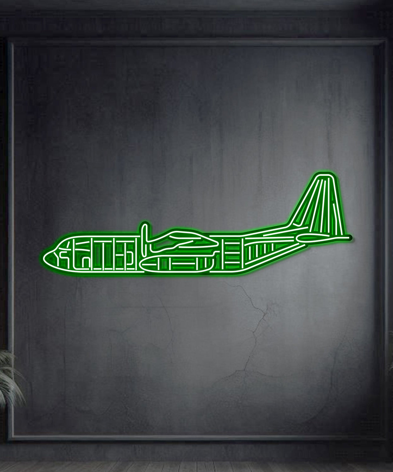 C-130 Metall-Neonflugzeug Wandkunst - NCN0019
