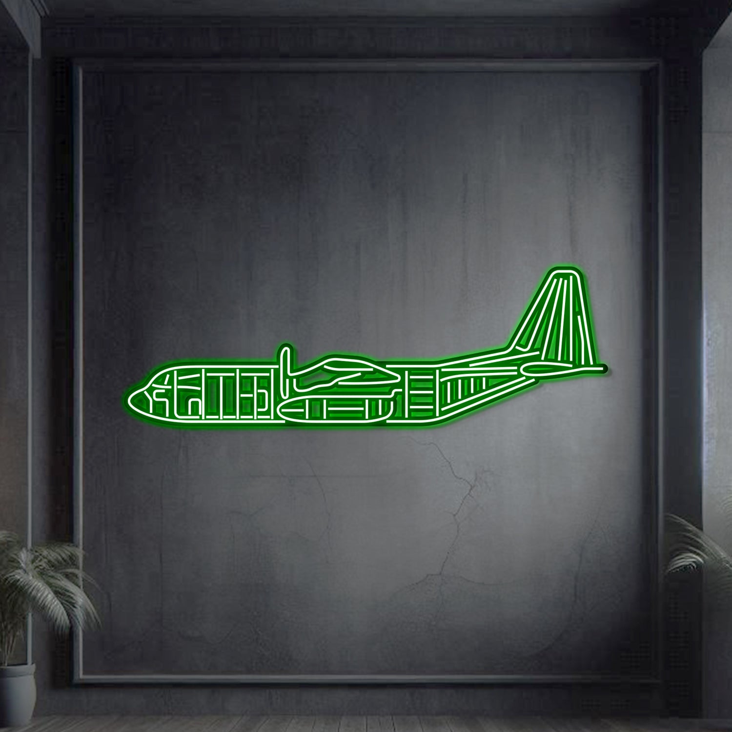C-130 Metall-Neonflugzeug Wandkunst - NCN0019