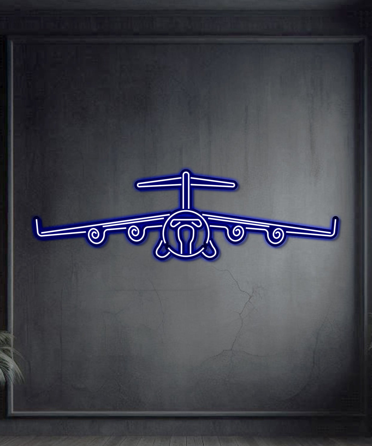 C-17 Globemaster III Metall Neon Flugzeug Wandkunst - NCN0018