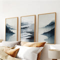 Minimalist Mountain Lake Set of 3. Modern Landscape Prints