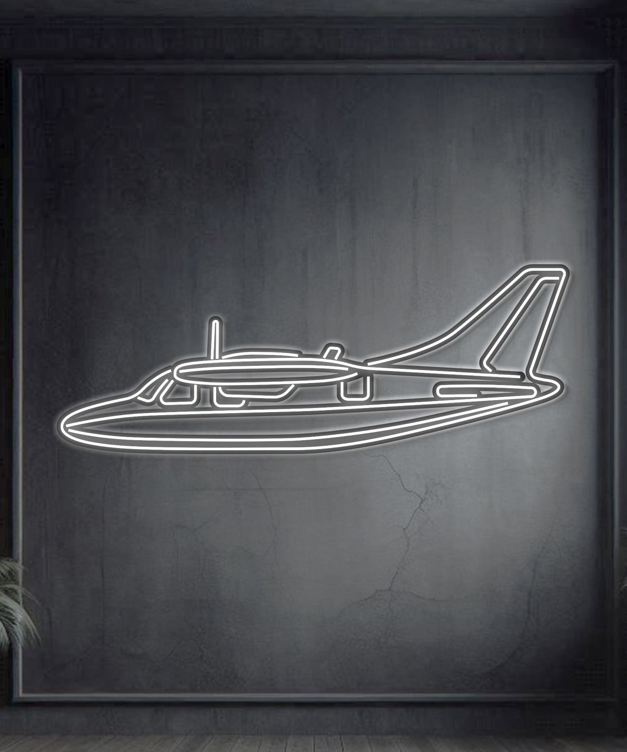 MU-2K Metall-Neon-Flugzeug-Wandkunst - NCN0053