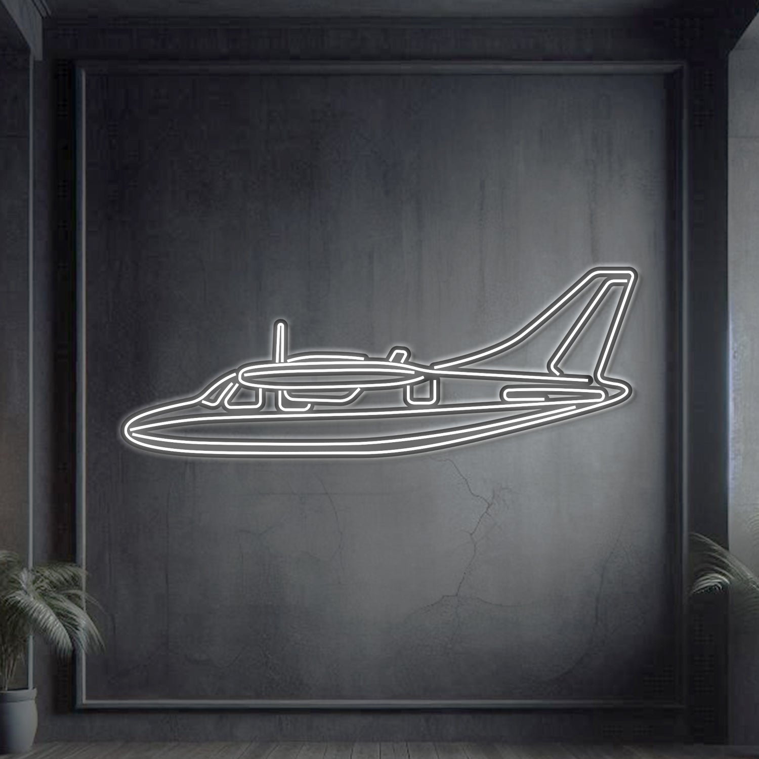 MU-2K Metall-Neon-Flugzeug-Wandkunst - NCN0053