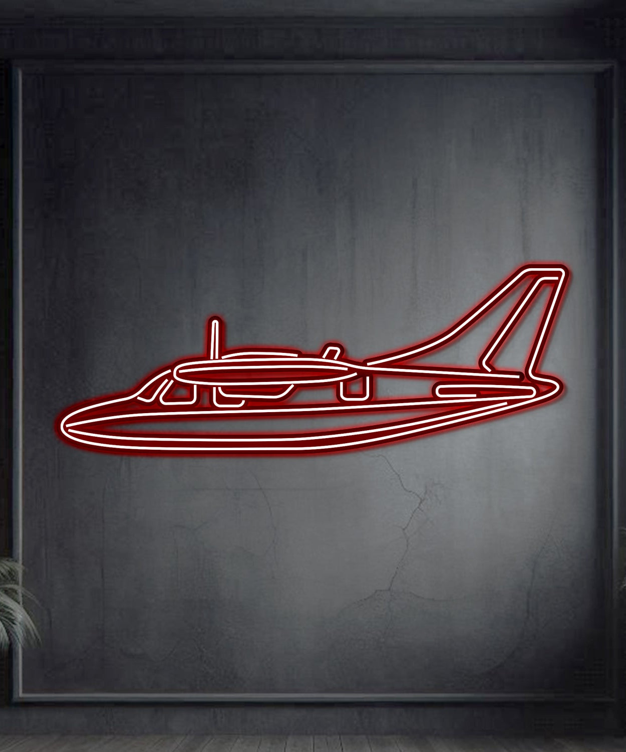 MU-2K Metall-Neon-Flugzeug-Wandkunst - NCN0053