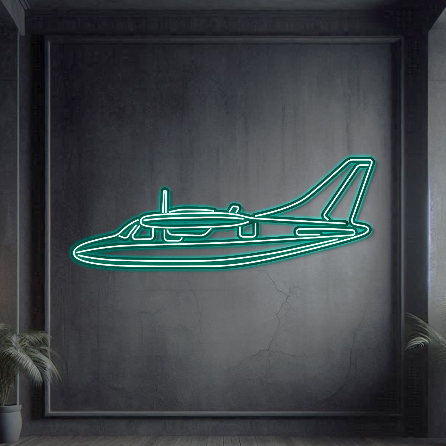 MU-2K Metall-Neon-Flugzeug-Wandkunst - NCN0053