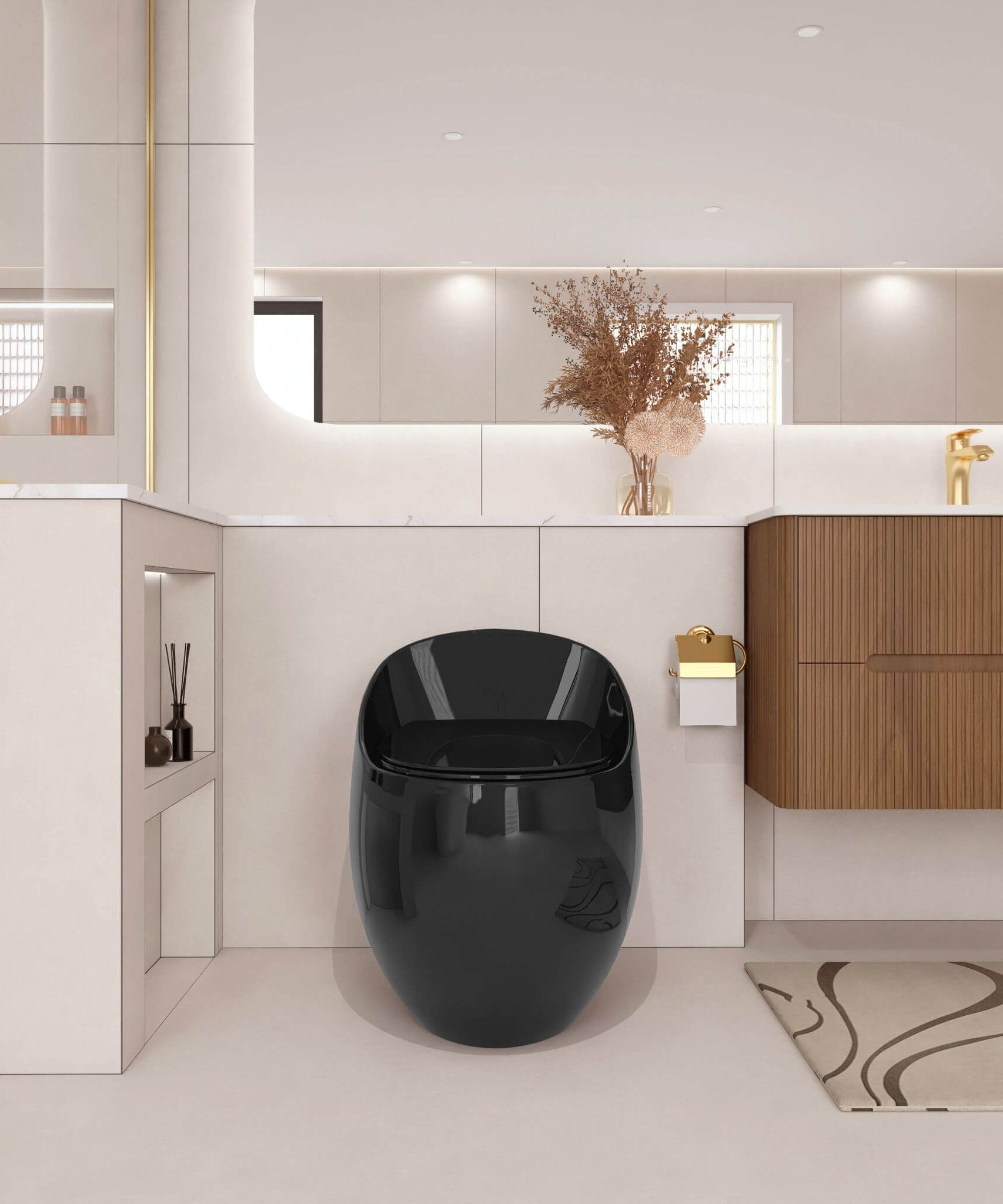 Nuvia Modern 1.28 GPF Single Flush 1-Piece Ceramic Egg-Shaped Toilet (SAK93341)