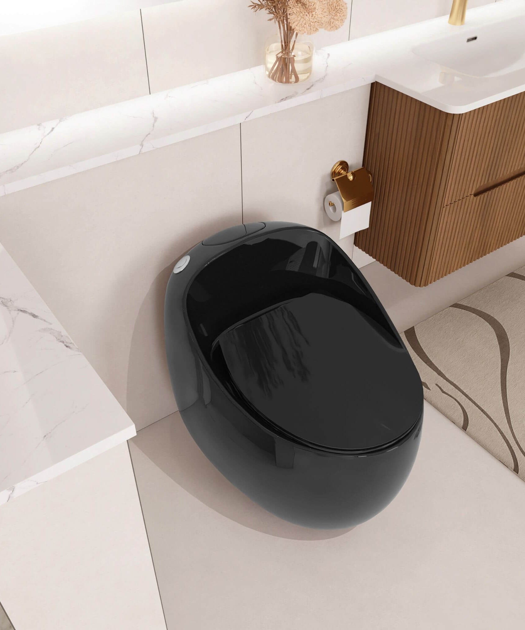 Nuvia Modern 1.28 GPF Single Flush 1-Piece Ceramic Egg-Shaped Toilet (SAK93341)