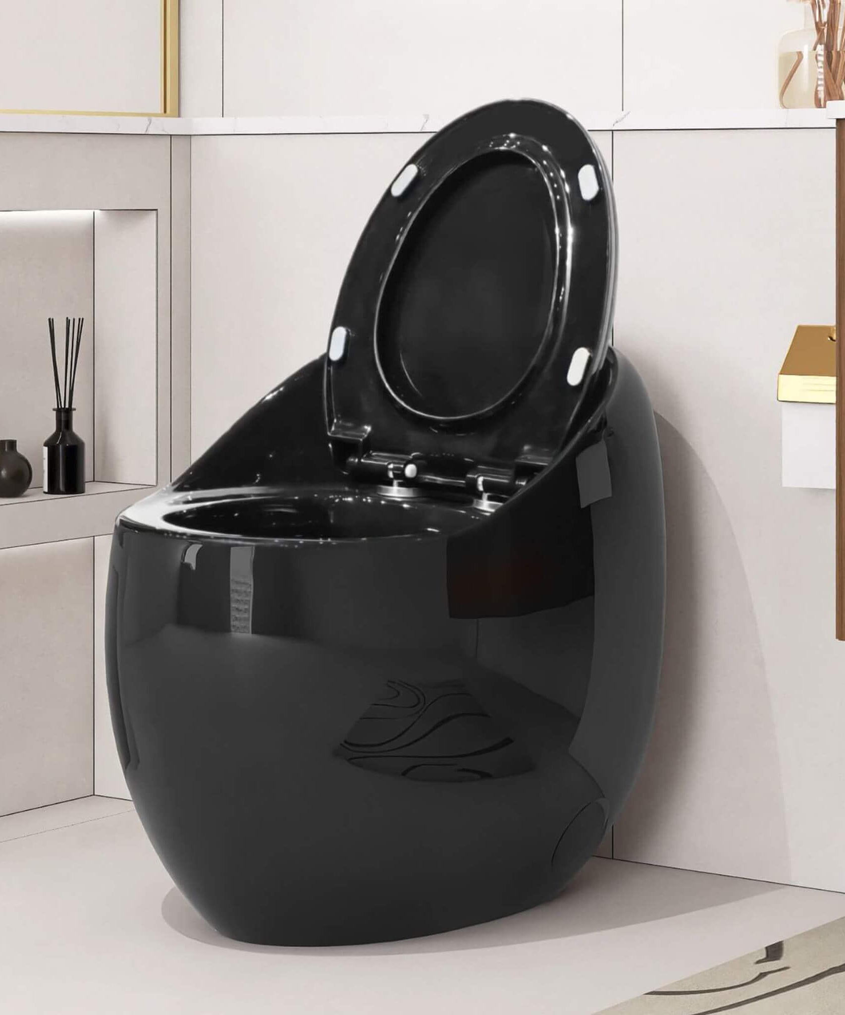 Nuvia Modern 1.28 GPF Single Flush 1-Piece Ceramic Egg-Shaped Toilet (SAK93341)