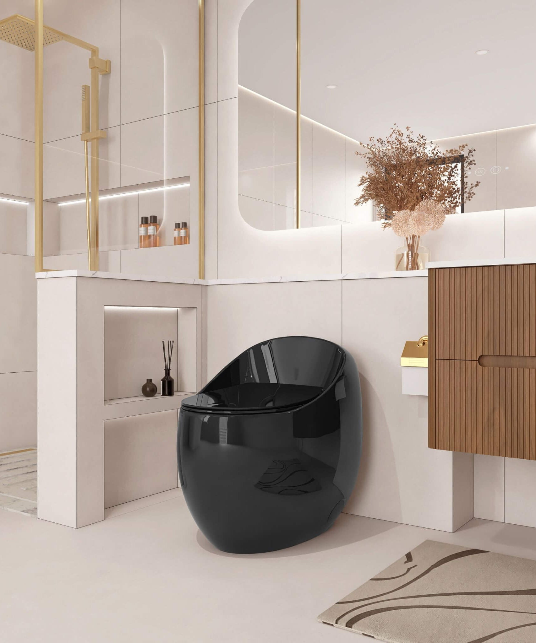 Nuvia Modern 1.28 GPF Single Flush 1-Piece Ceramic Egg-Shaped Toilet (SAK93341)