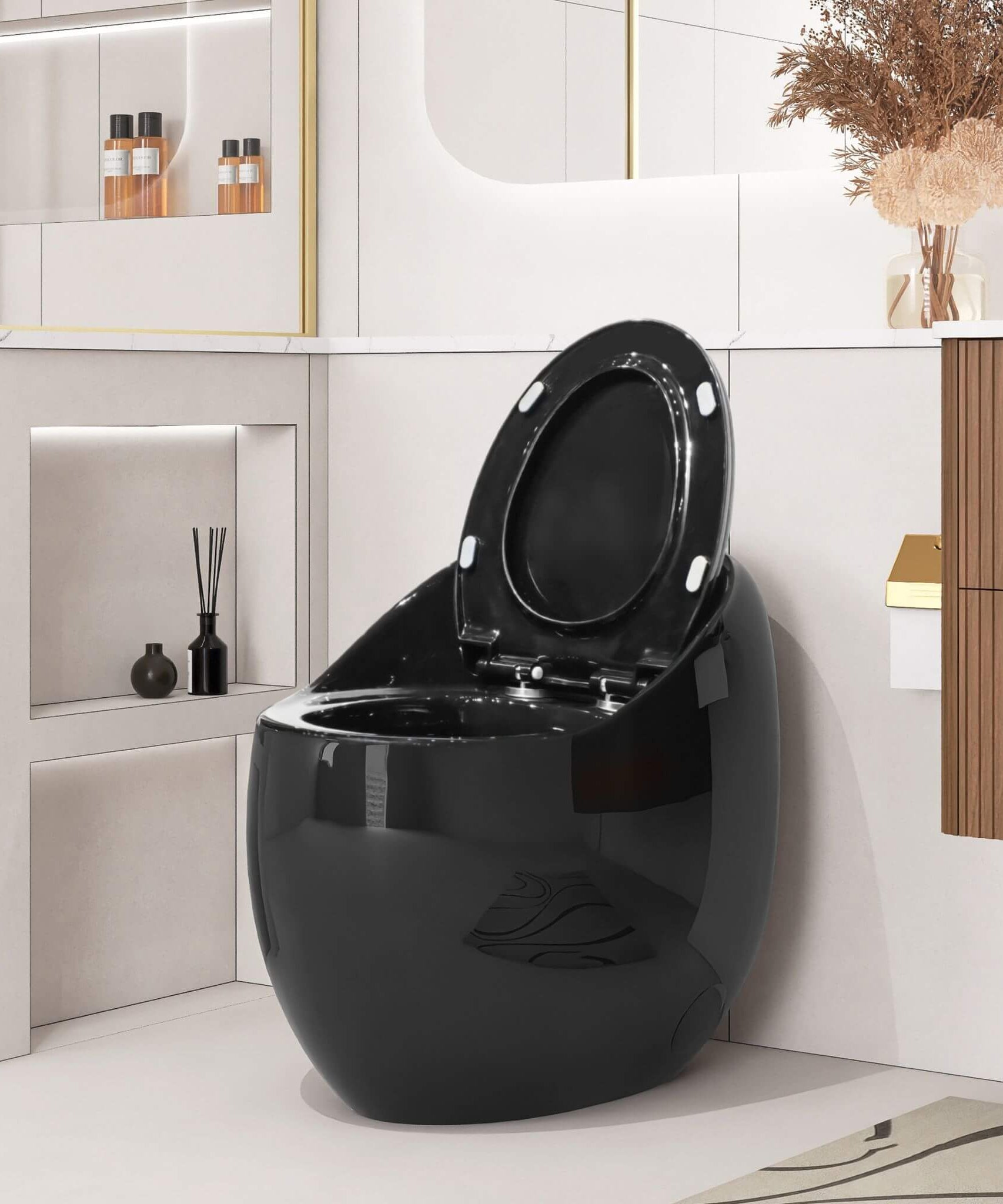 Nuvia Modern 1.28 GPF Single Flush 1-Piece Ceramic Egg-Shaped Toilet (SAK93341)