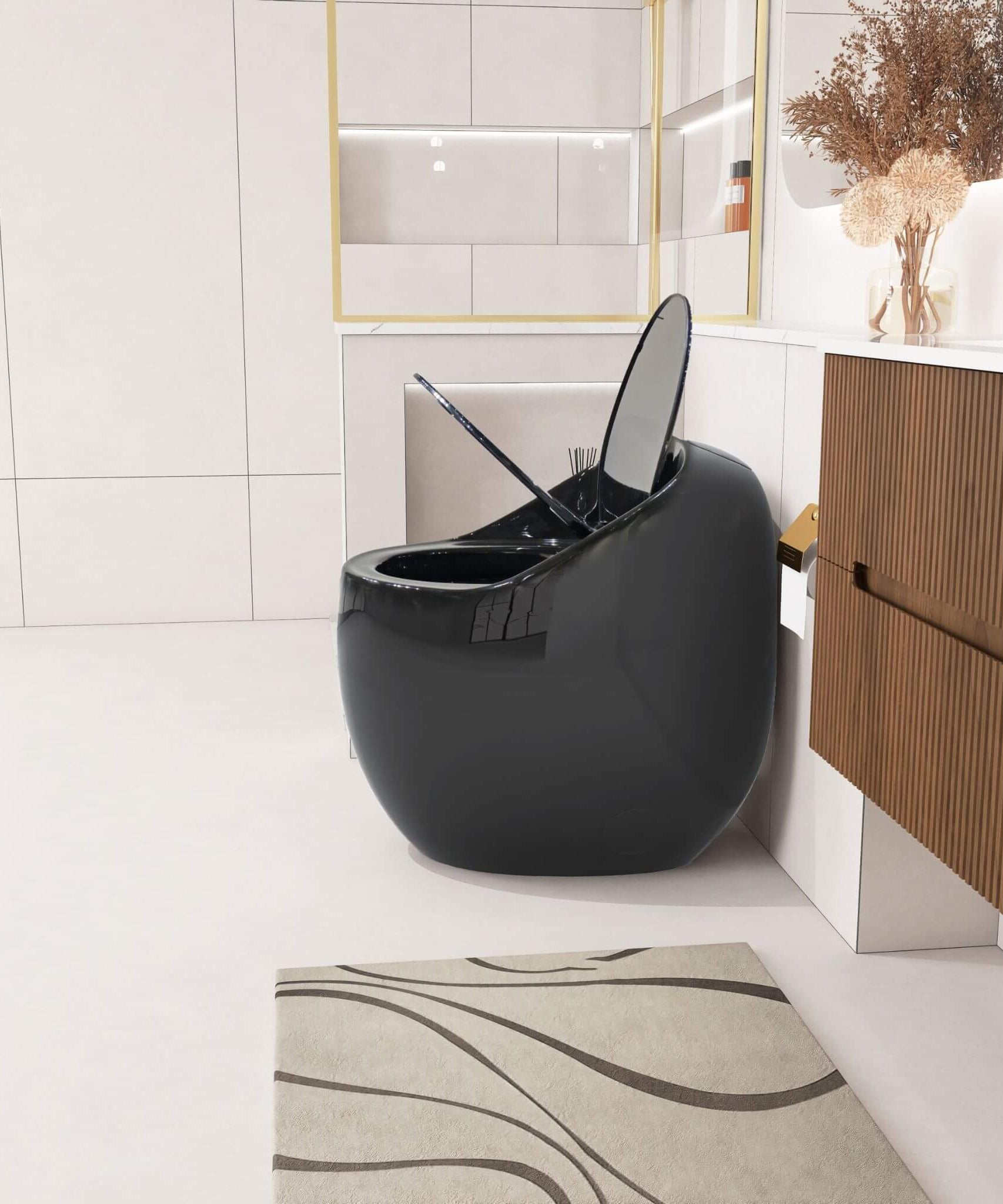 Nuvia Modern 1.28 GPF Single Flush 1-Piece Ceramic Egg-Shaped Toilet (SAK93341)