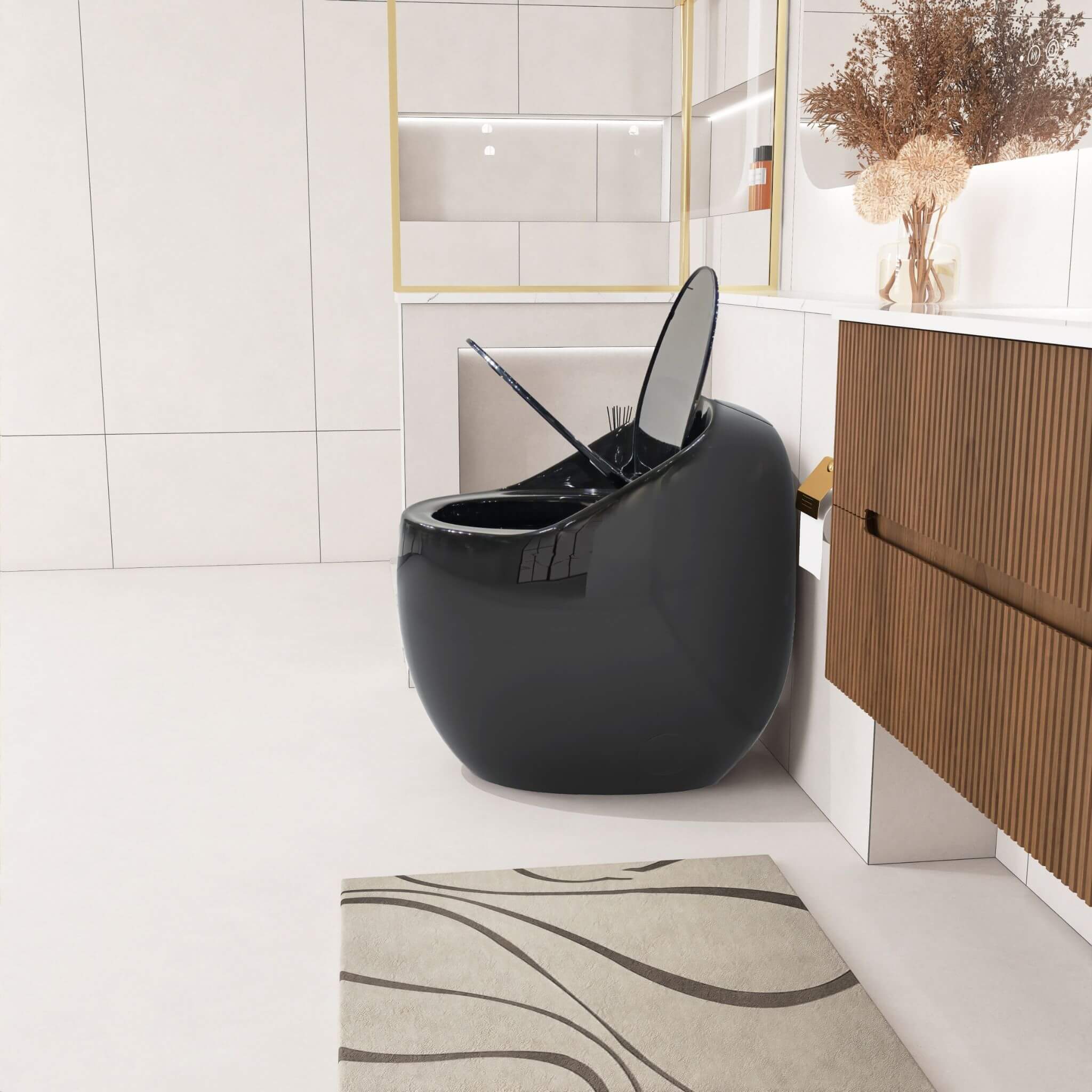 Nuvia Modern 1.28 GPF Single Flush 1-Piece Ceramic Egg-Shaped Toilet (SAK93341)