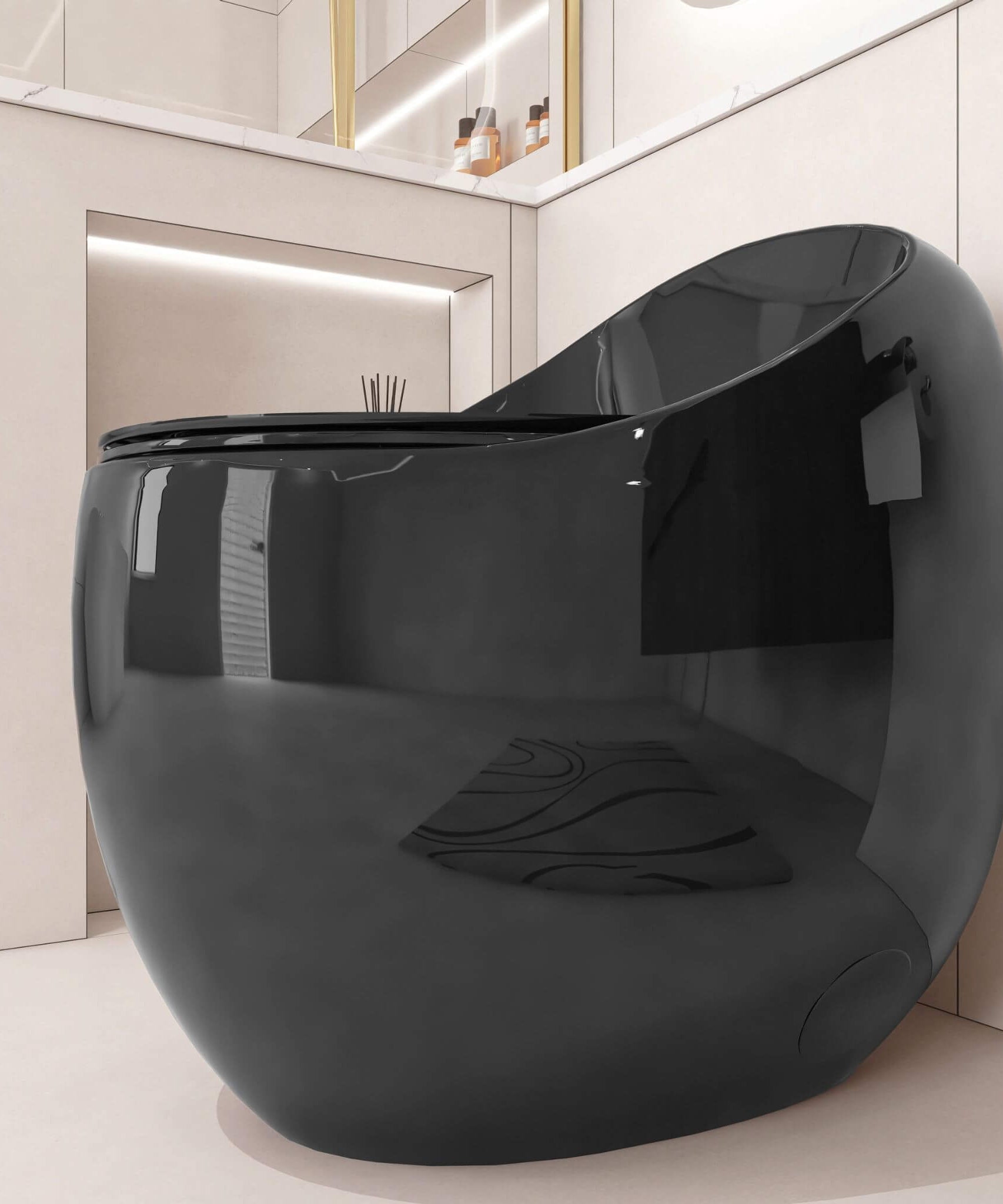 Nuvia Modern 1.28 GPF Single Flush 1-Piece Ceramic Egg-Shaped Toilet (SAK93341)