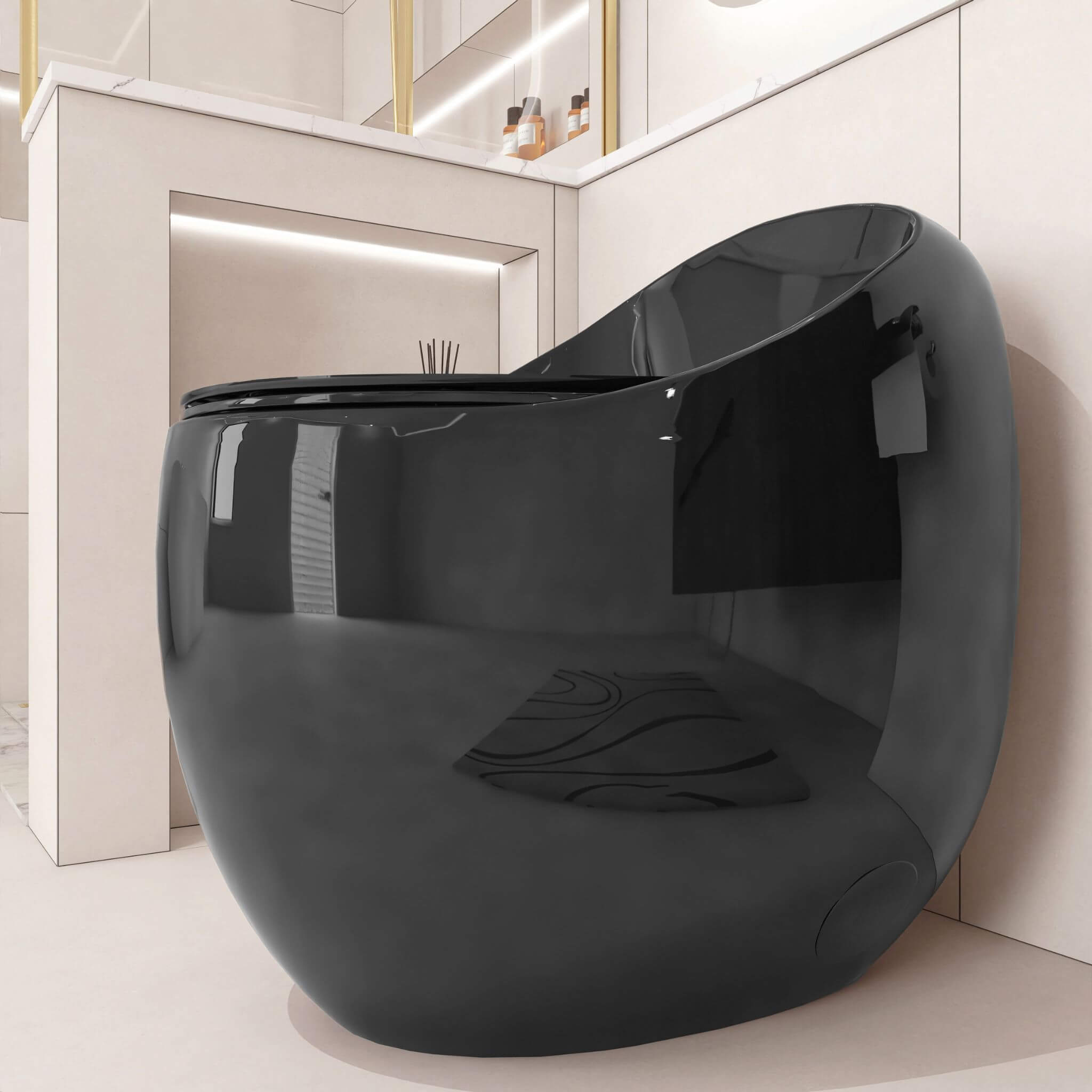 Nuvia Modern 1.28 GPF Single Flush 1-Piece Ceramic Egg-Shaped Toilet (SAK93341)