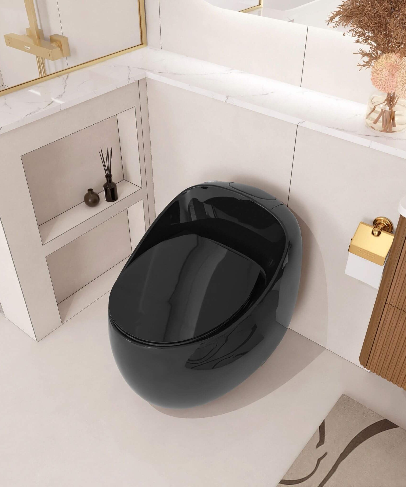 Nuvia Modern 1.28 GPF Single Flush 1-Piece Ceramic Egg-Shaped Toilet (SAK93341)
