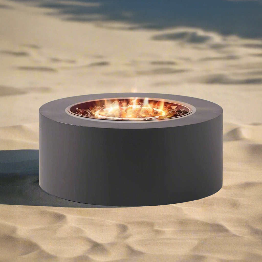Alora Modern 32-Inch 40K BTU Round Iron Propane Fire Pit (SAK29102)