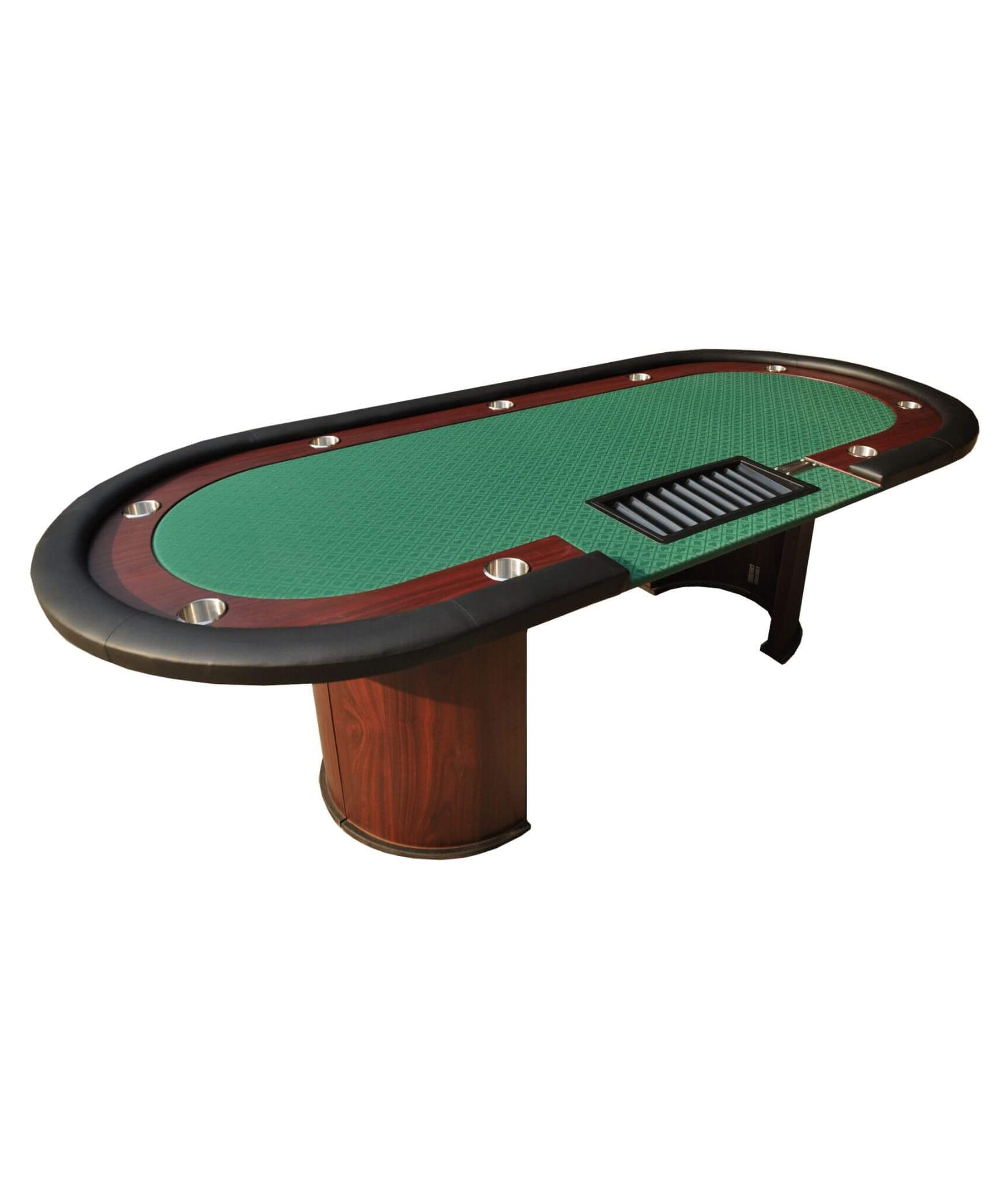 Modern 96-Inch Wooden Poker Table With U Shape Legs, Drop Box And Chips Tray (SAK83109)