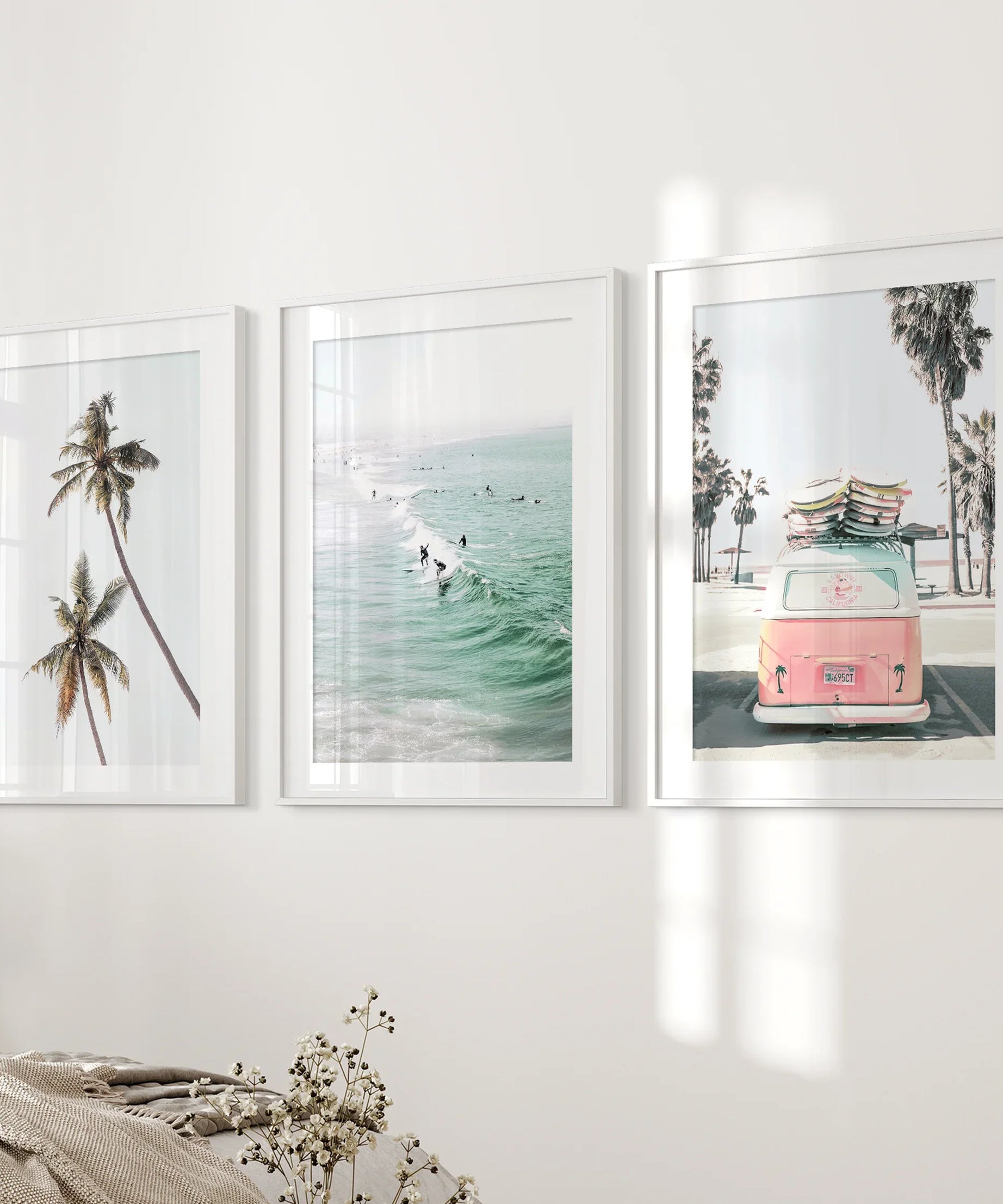 Tropical Beach Wall Art Set. Modern Coastal Surfing Prints