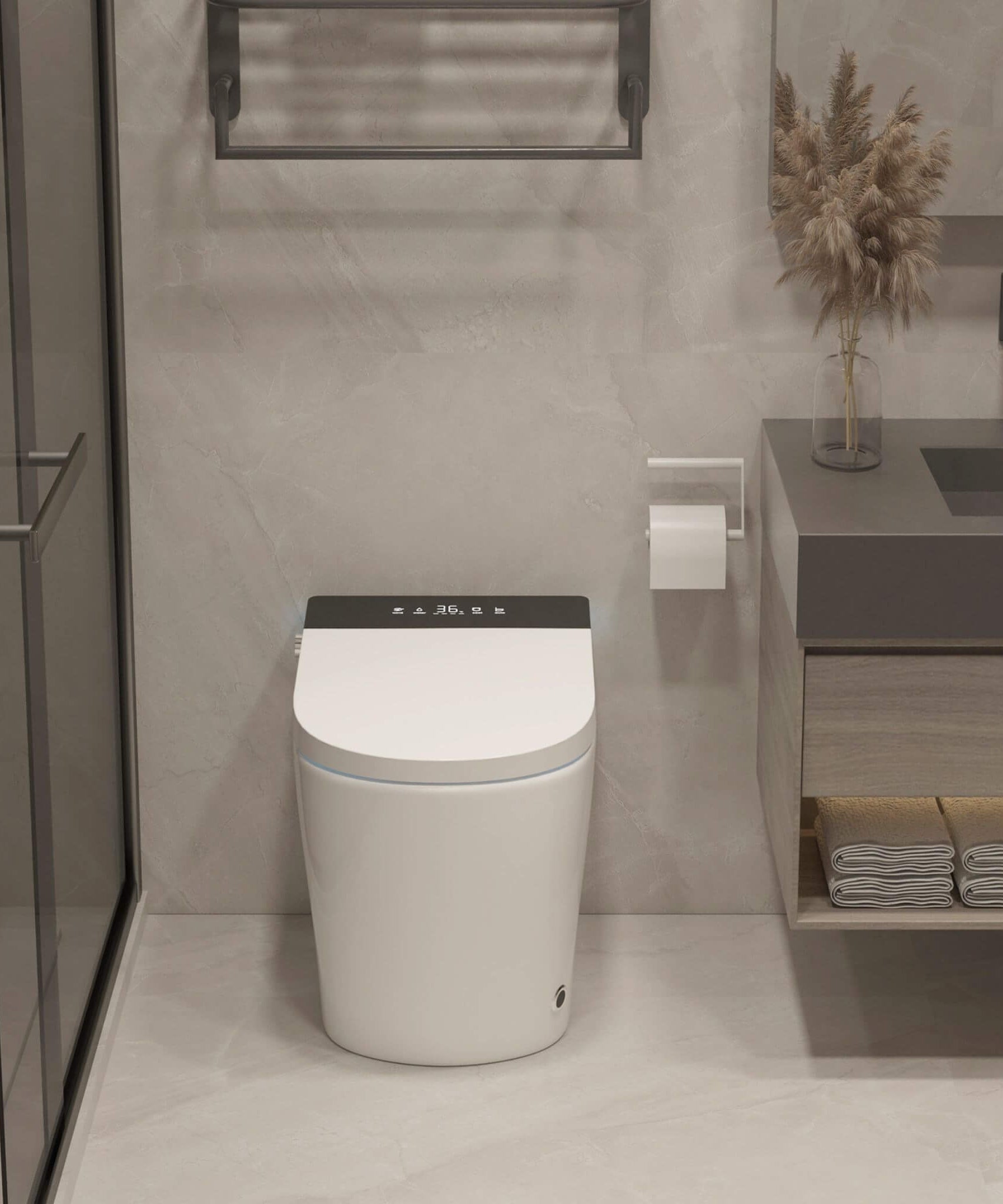 Nuvia Modern Compact Smart Tankless Toilet With Bidet, Auto Open, Auto Flush, Heated Seat And Air Dryer (SAK51990)