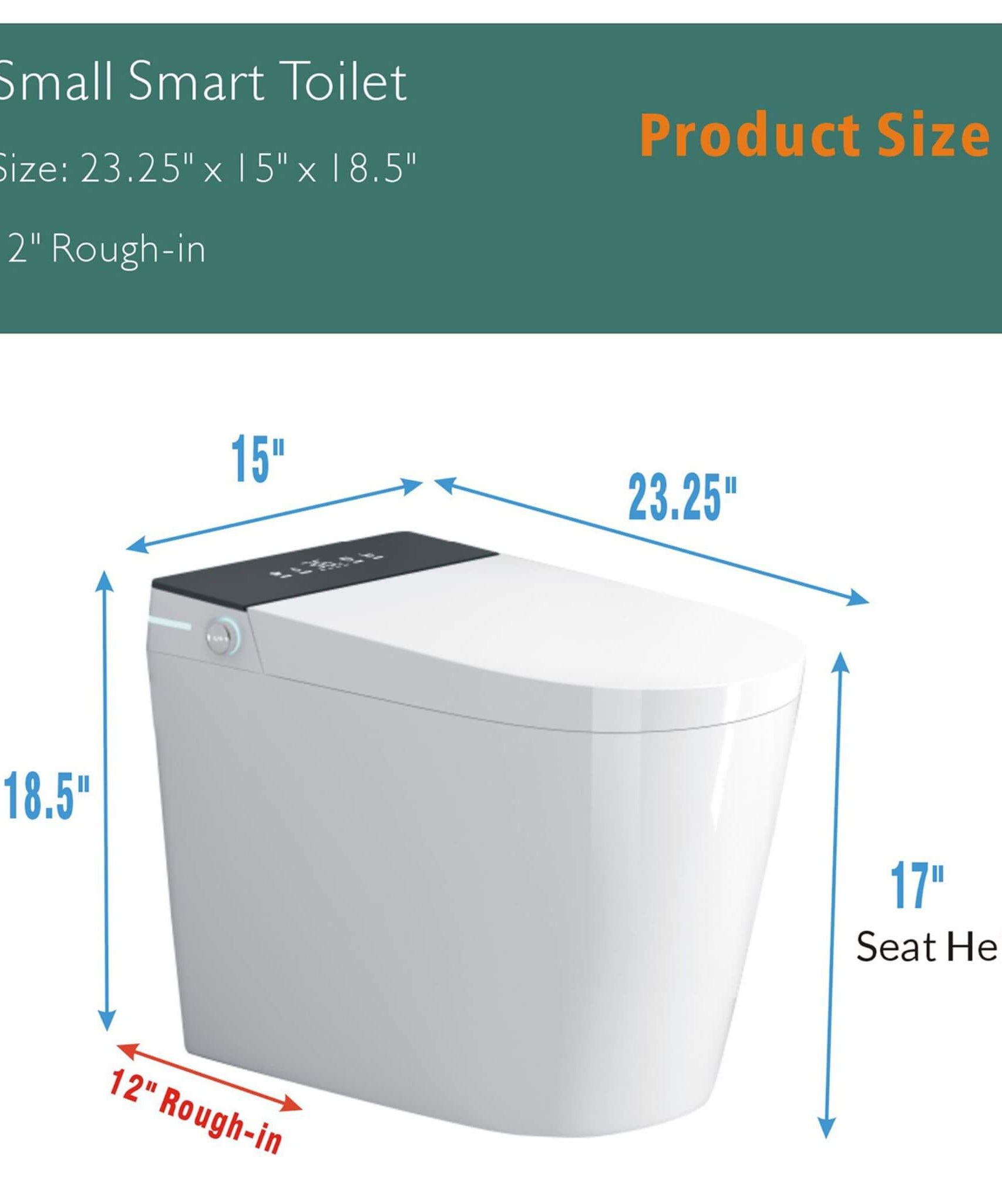 Nuvia Modern Compact Smart Tankless Toilet With Bidet, Auto Open, Auto Flush, Heated Seat And Air Dryer (SAK51990)