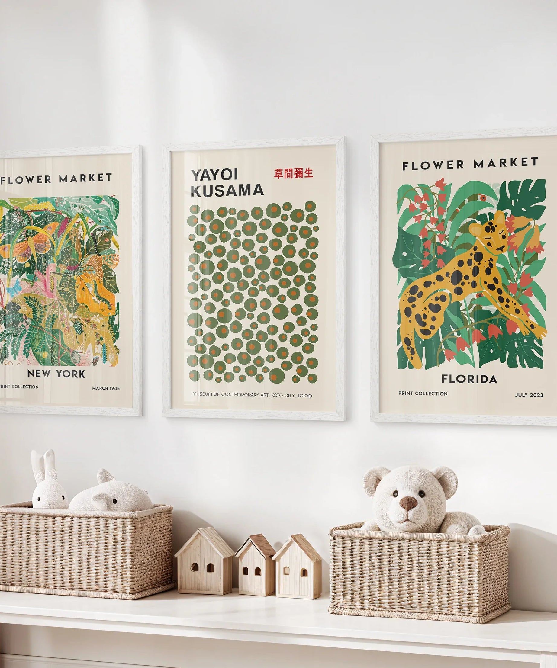 Flower Market, Kusama Art Prints. Modern Tropical Wall Decor