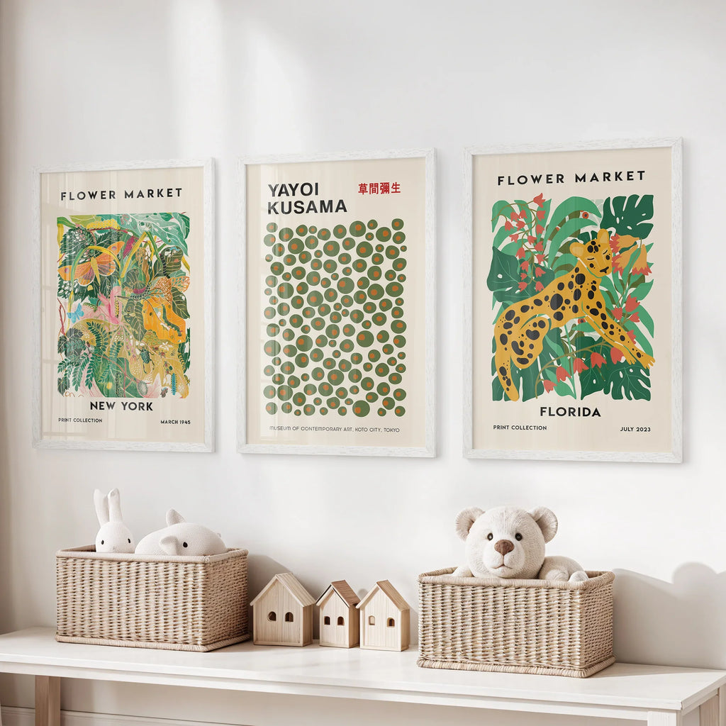 Flower Market, Kusama Art Prints. Modern Tropical Wall Decor