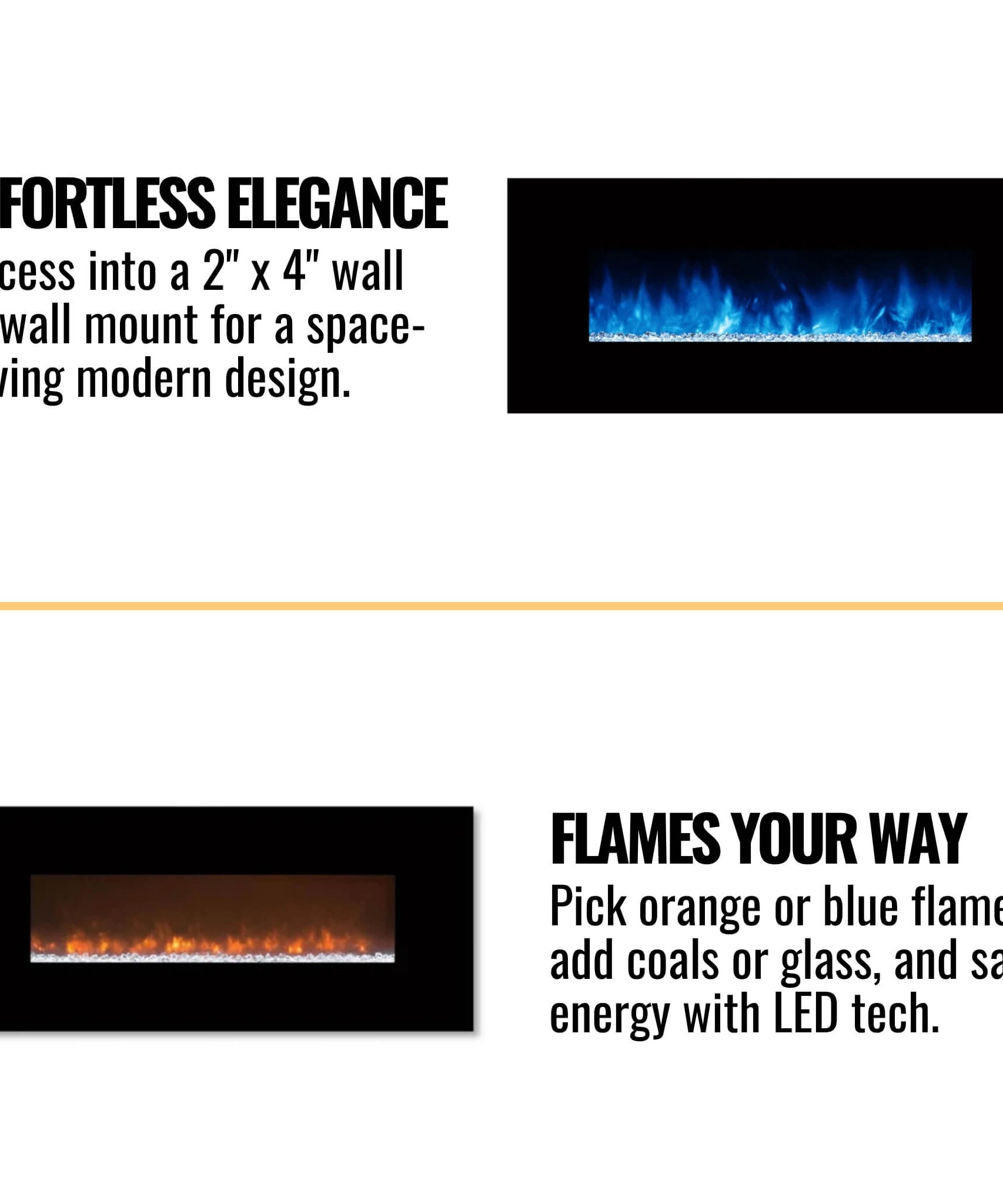 Modern Flames Ambiance 60-Inch Built-In Electric Fireplace With LED Flame Technology [AL60CLX2-G] (SAK12890)